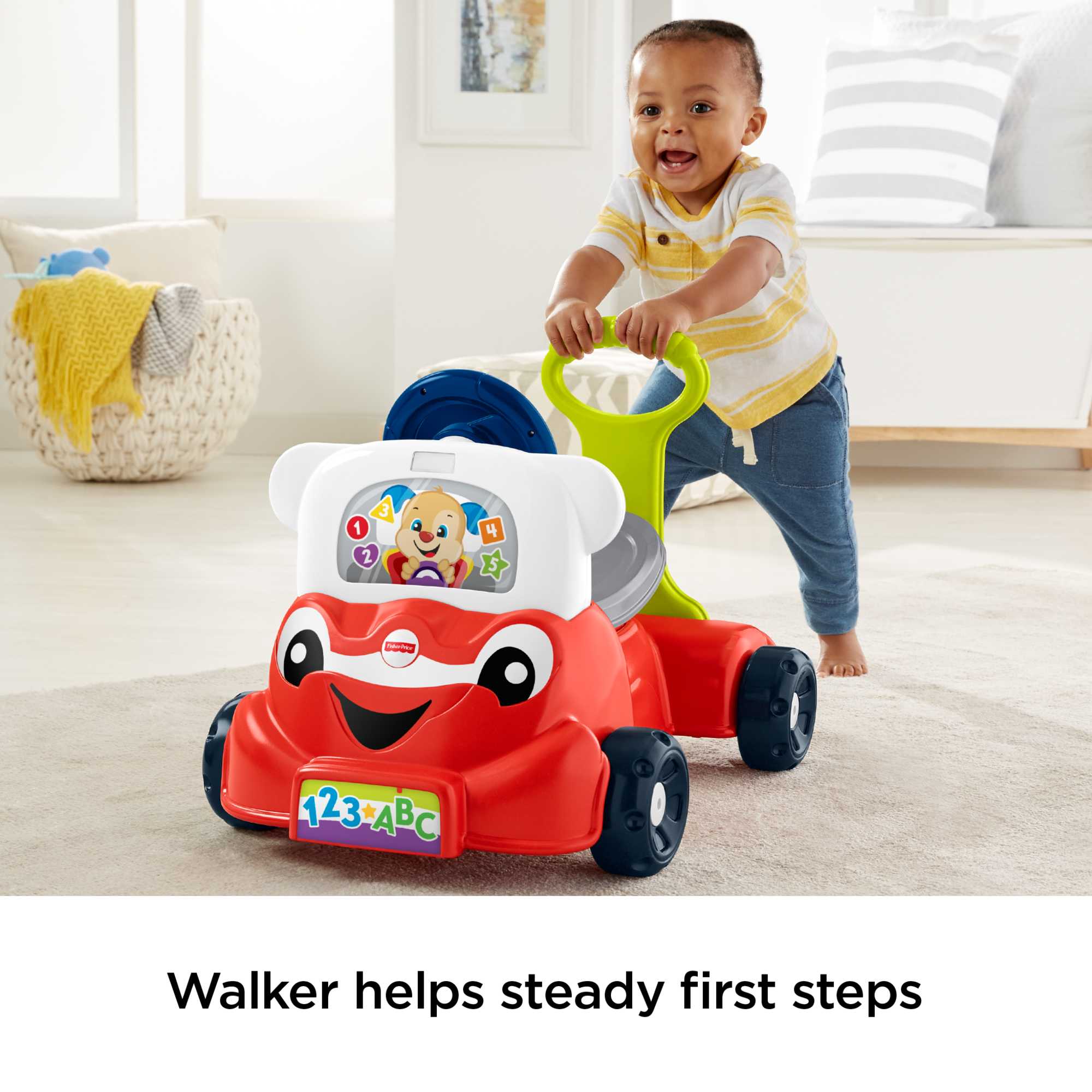 Fisher-Price Laugh & Learn 3-In-1 Smart Car Interactive Infant Walker & Toddler Ride-On Toy
