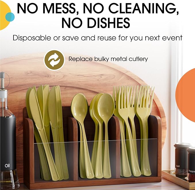 Heavy Duty Gold Plastic Knives | 50 Count