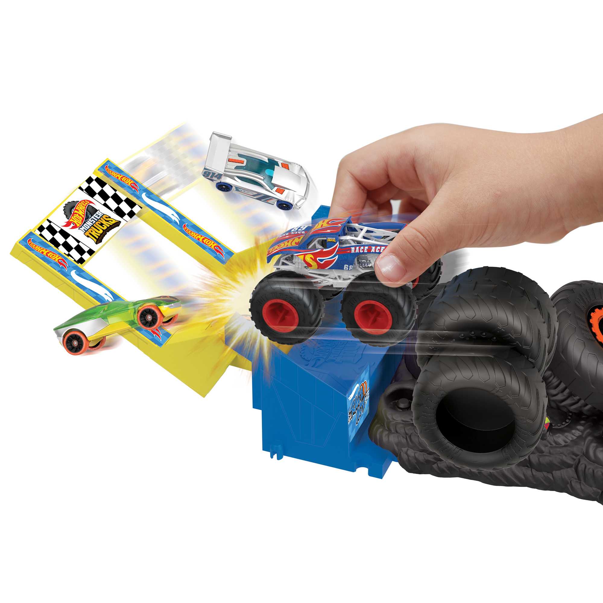 Hot Wheels Monster Trucks Arena Smashers? Race Ace Smash Race Challenge? Playset