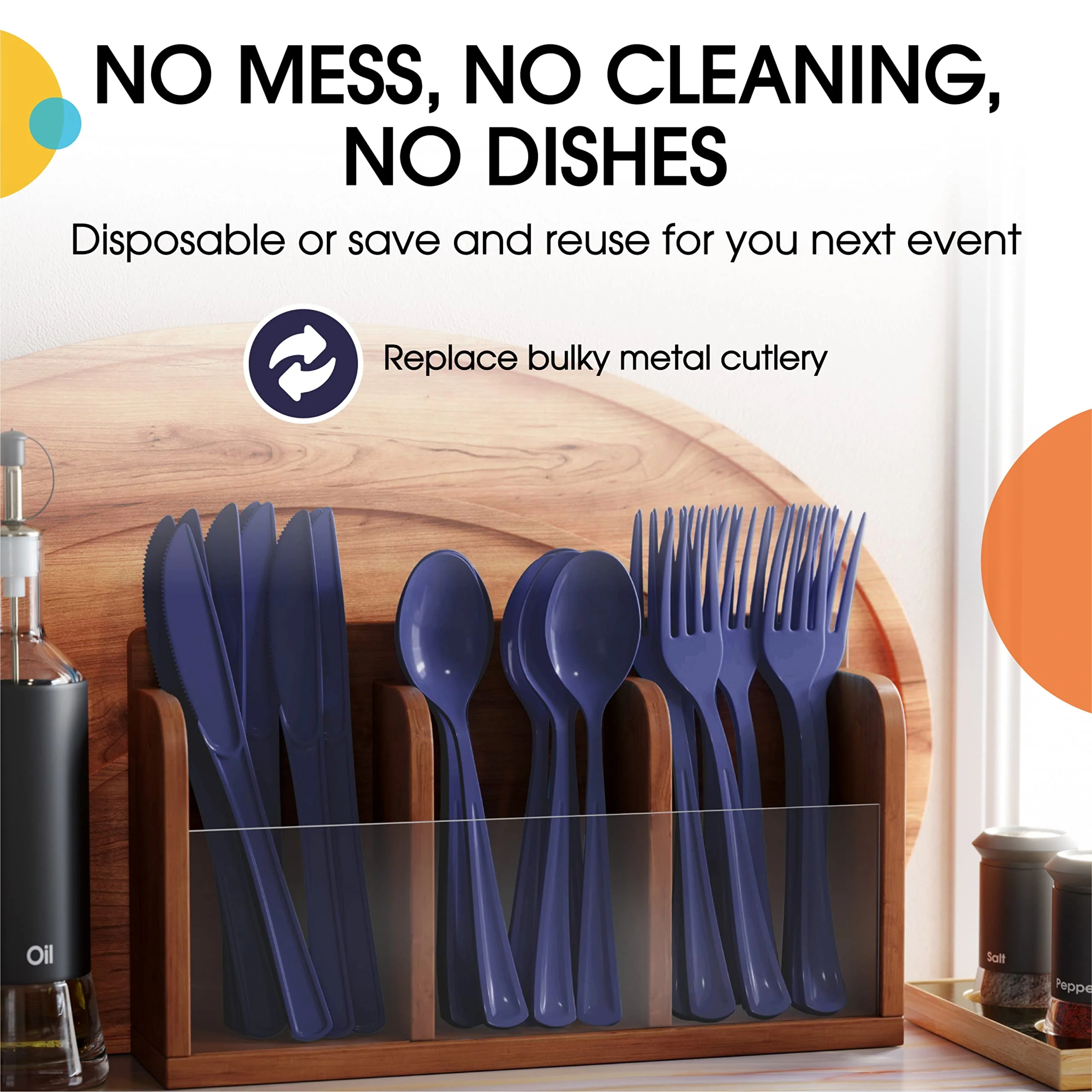 Navy Cutlery Combo Set | 50 Forks 50 Spoons And 50 Knives