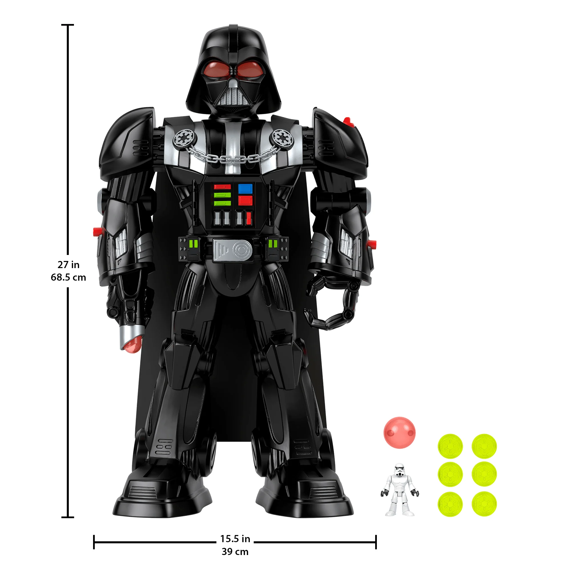 Imaginext Star Wars Darth Vader Bot 2+ Ft Toy, Lights Sounds & Stormtrooper Character Key