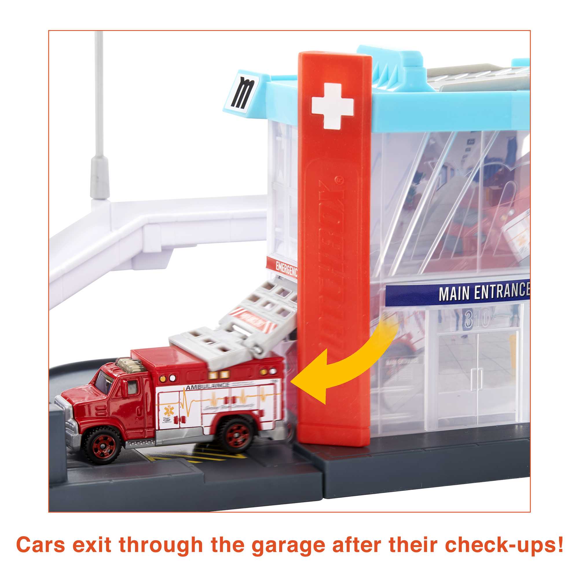 Matchbox Action Drivers Helicopter Rescue Playset With 1:64 Scale Toy Ambulance & Helicopter