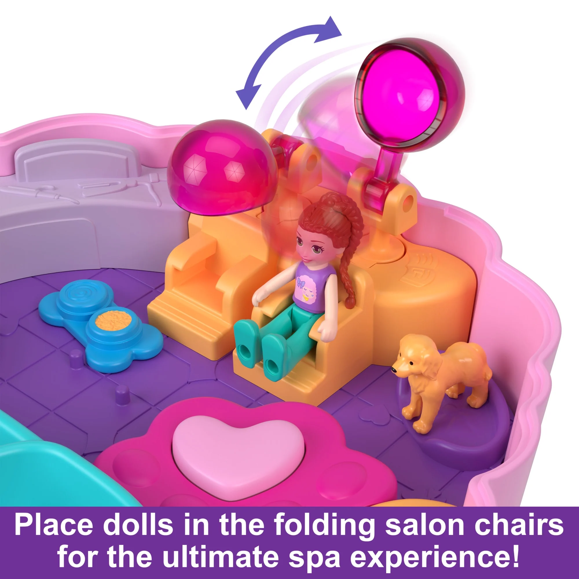 Polly Pocket Dolls And Playset, Animal Toys Groom & Glam Poodle Compact Playset