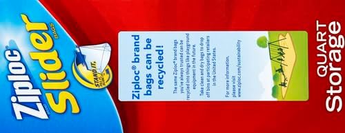 Ziploc Quart Food Storage Slider Bags, Power Shield Technology for More Durability, 42 Count