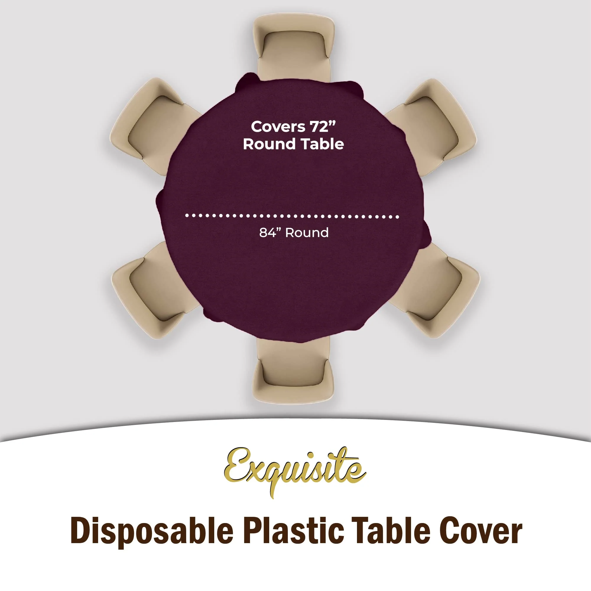 Plum Round Plastic Table Cover