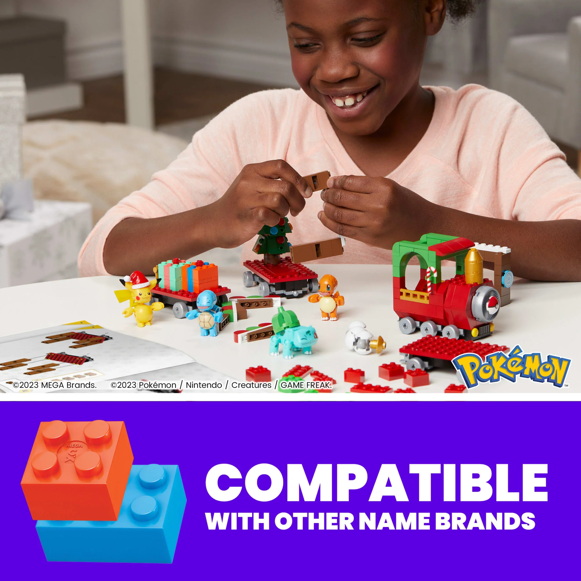 MEGA Pok��mon Holiday Train Building Set With 373 Pieces And Festive Surprises