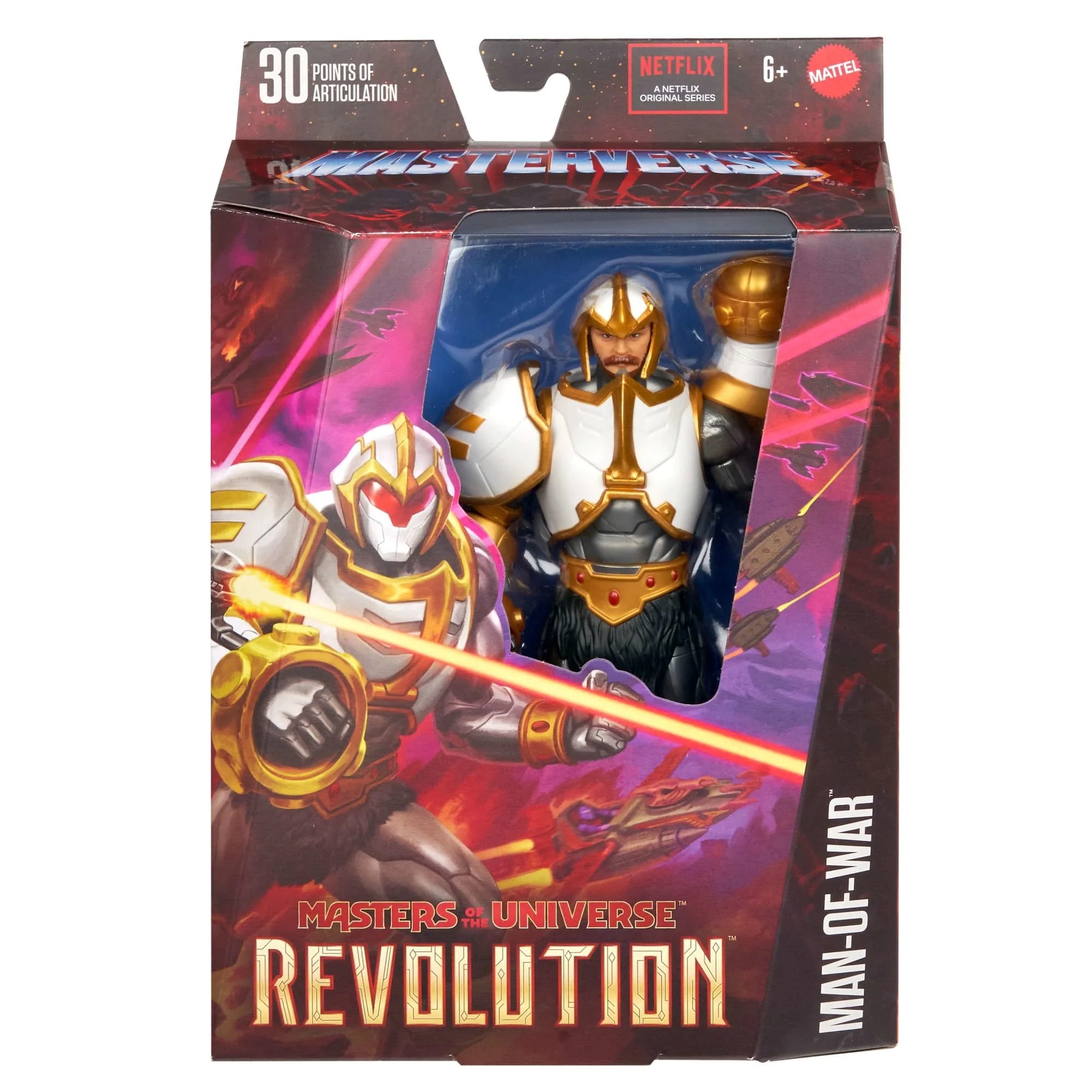 Masters Of The Universe Masterverse Revolution Man-Of-War Action Figure Toy, 30 Posable Joints