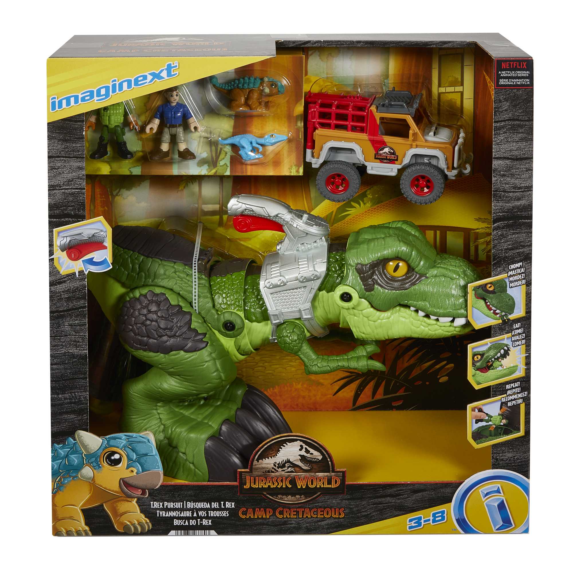 Imaginext Jurassic World Camp Cretaceous T-Rex Dinosaur Pursuit Playset