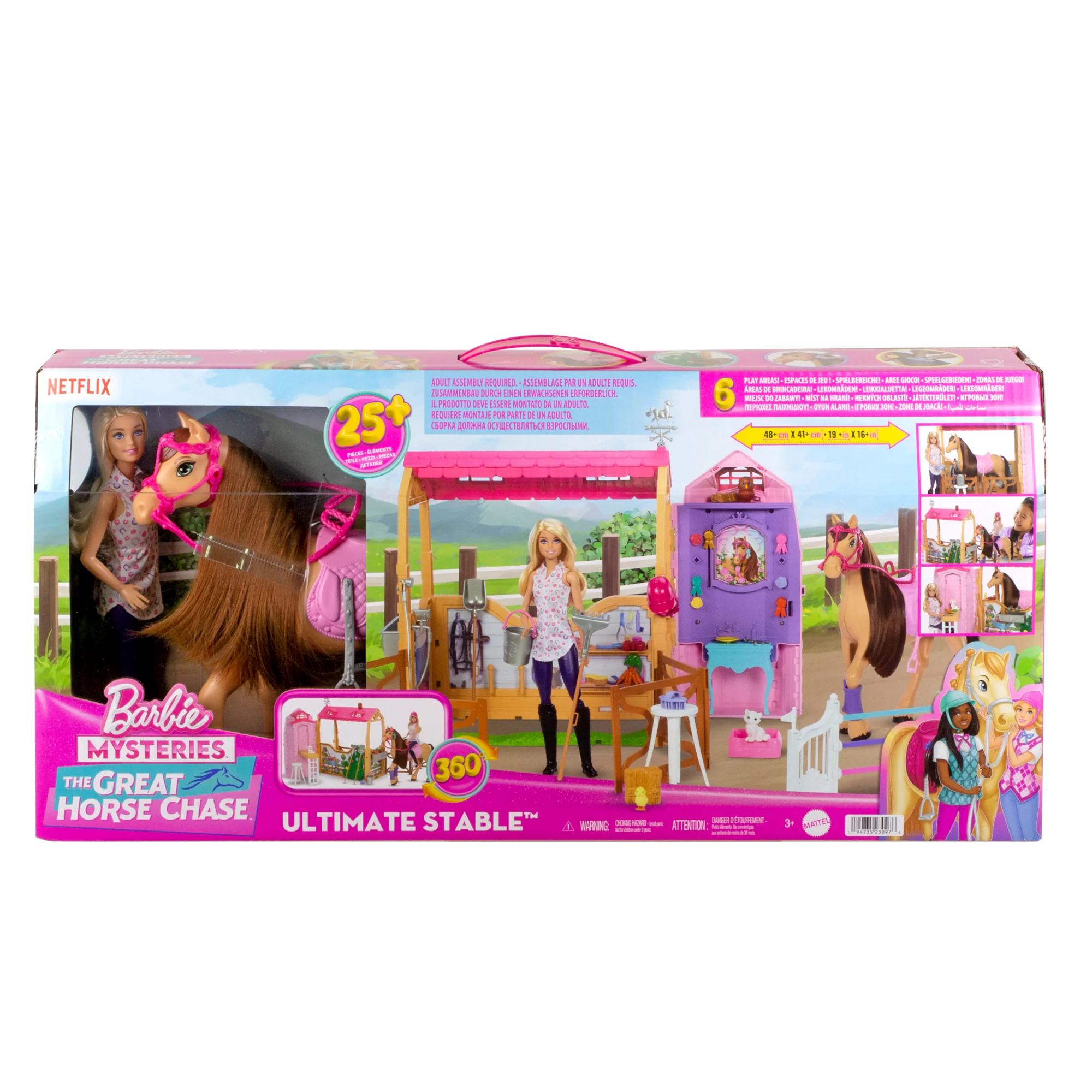 Barbie Mysteries: The Great Horse Chase Stable Playset With Doll, Toy Horse & Accessories, 25+ Pieces