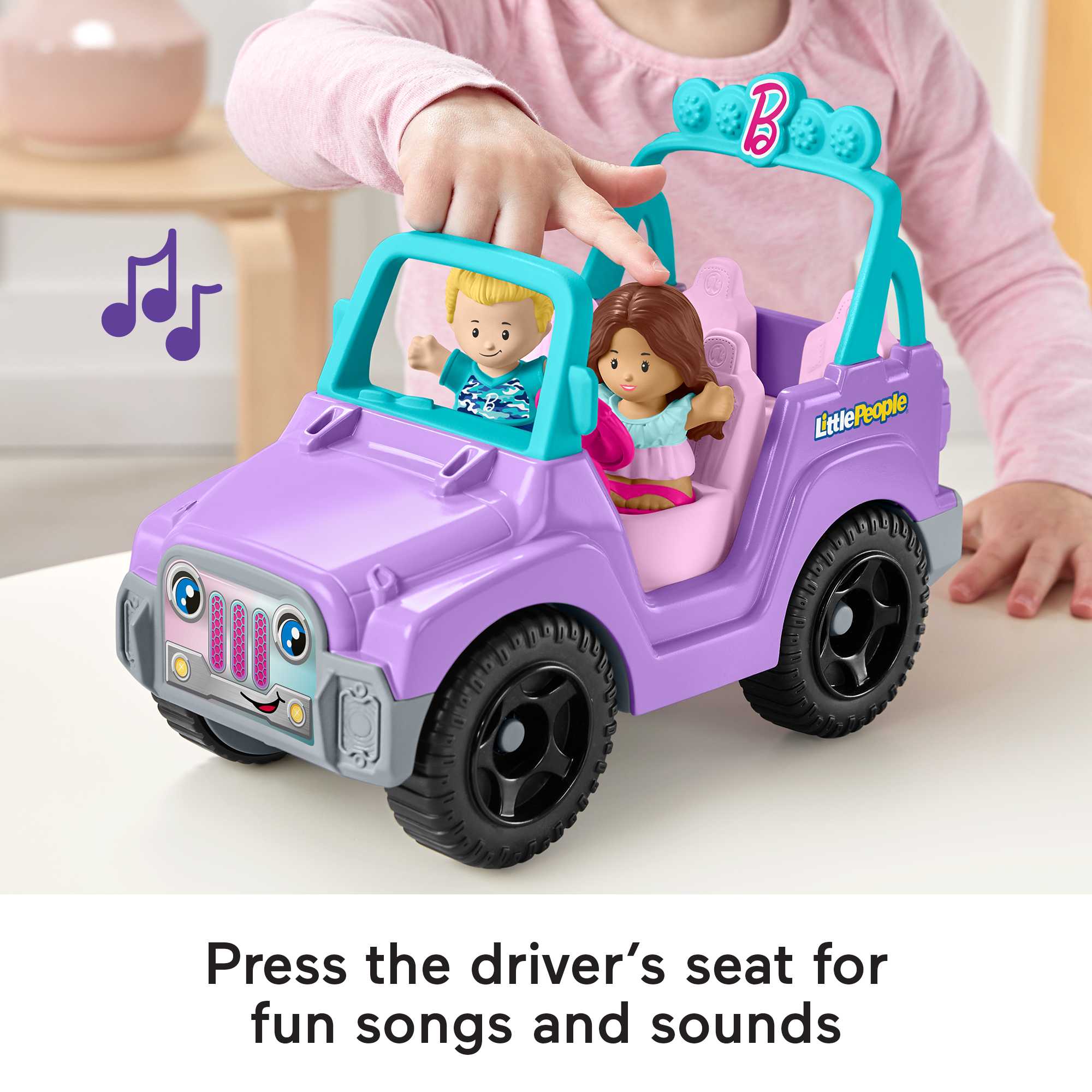 Little People Barbie Toy Car With Sounds And 2 Figures, Beach Cruiser, Toddler Toys