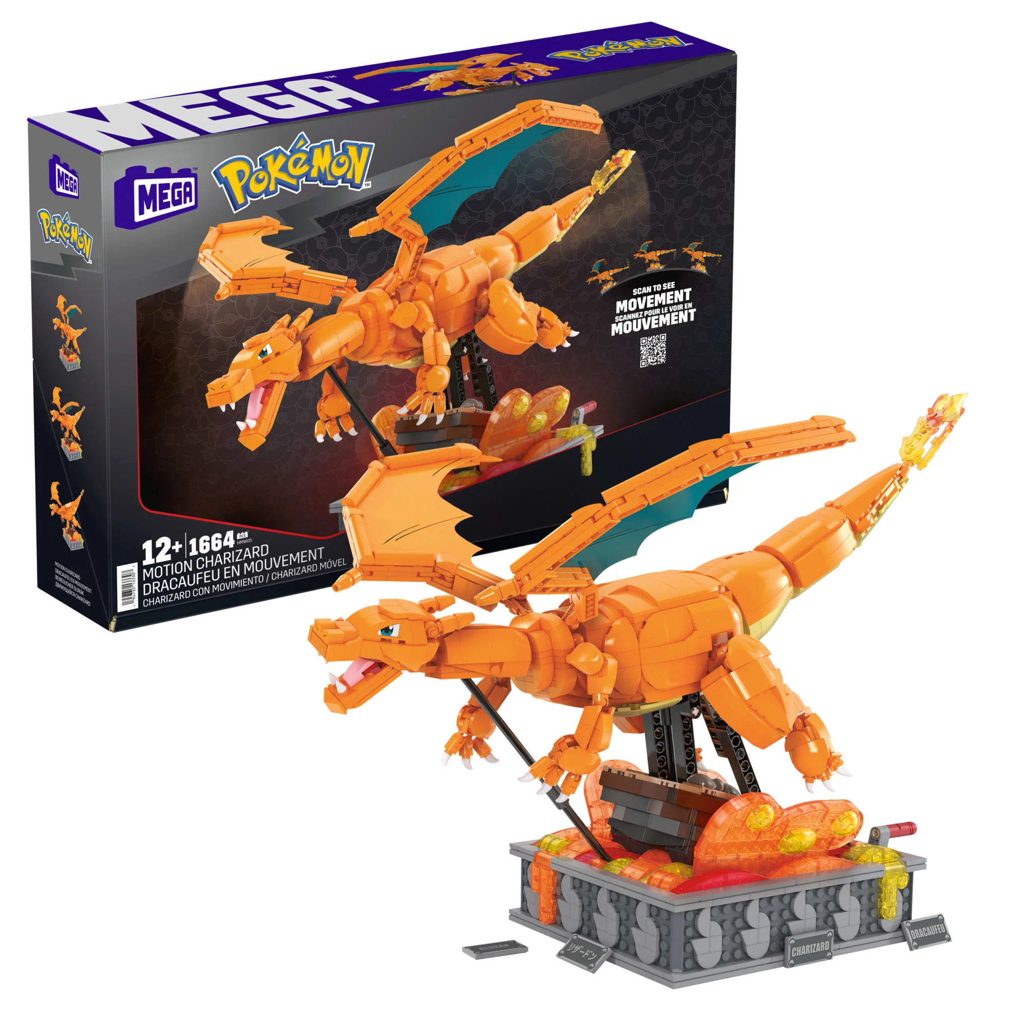 MEGA Pok��mon Charizard Building Kit With Motion (1664 Pieces) For Collectors