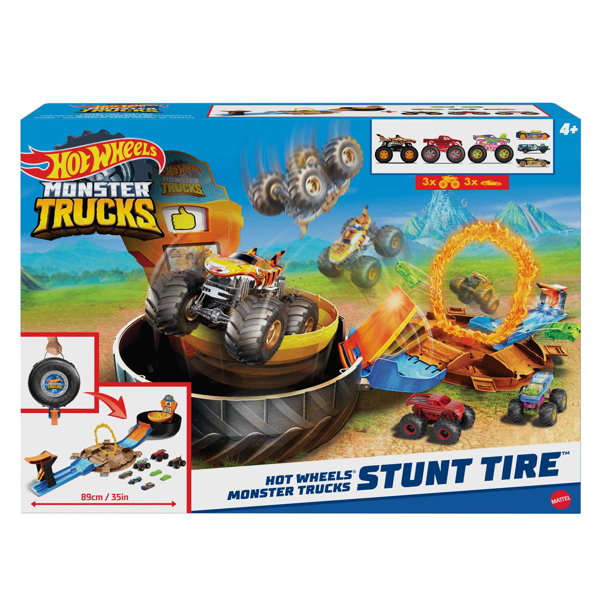 Hot Wheels Monster Trucks Stunt Tire Playset, Gift For Kids 4 To 8 Years Old