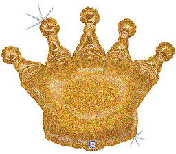 Betallic Glittering Crown 30 inch Glitter Holographic Shaped Foil Balloon Packaged 1ct