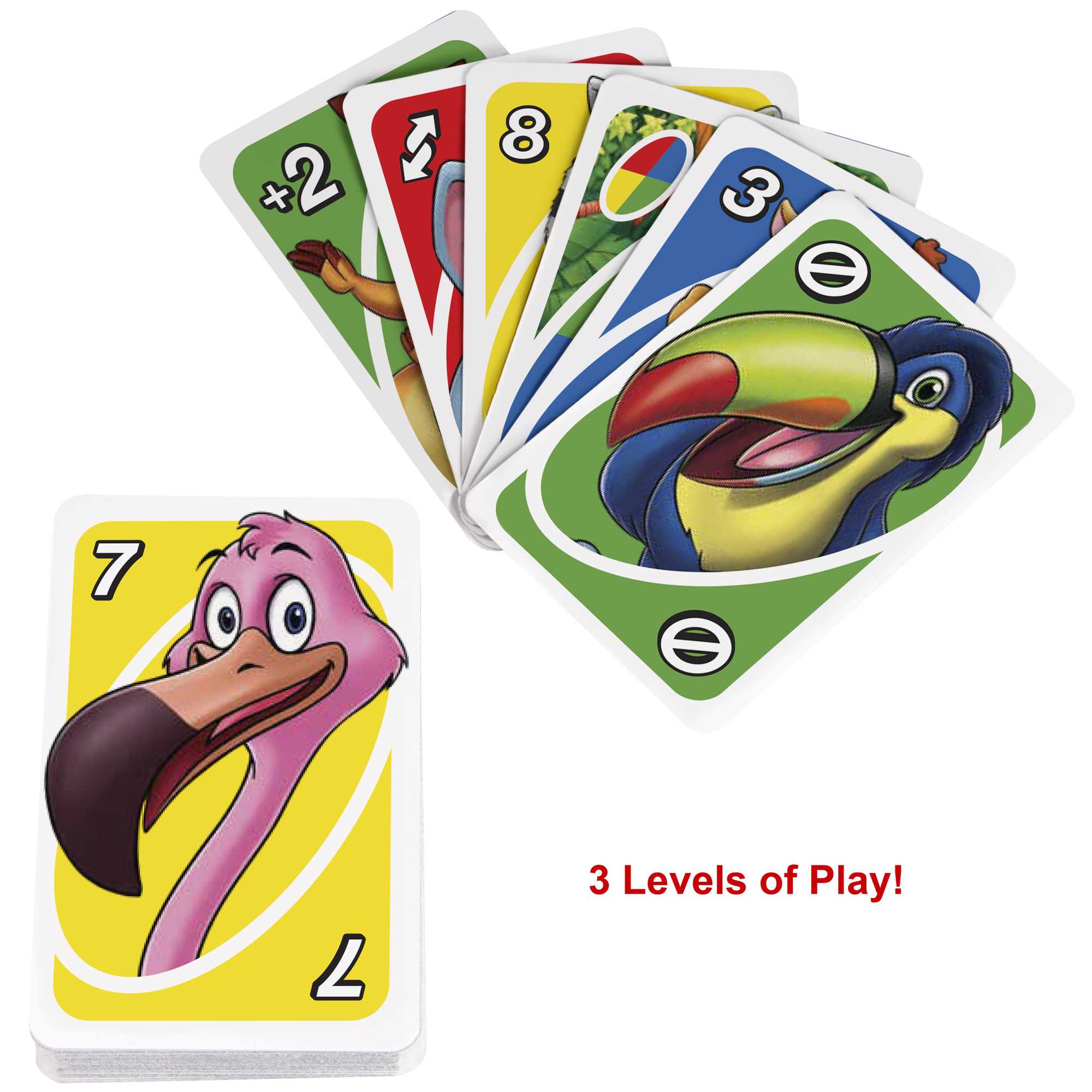 UNO Junior Card Game For Kids With Simple Rules & Animal Matching For 2-4 Players