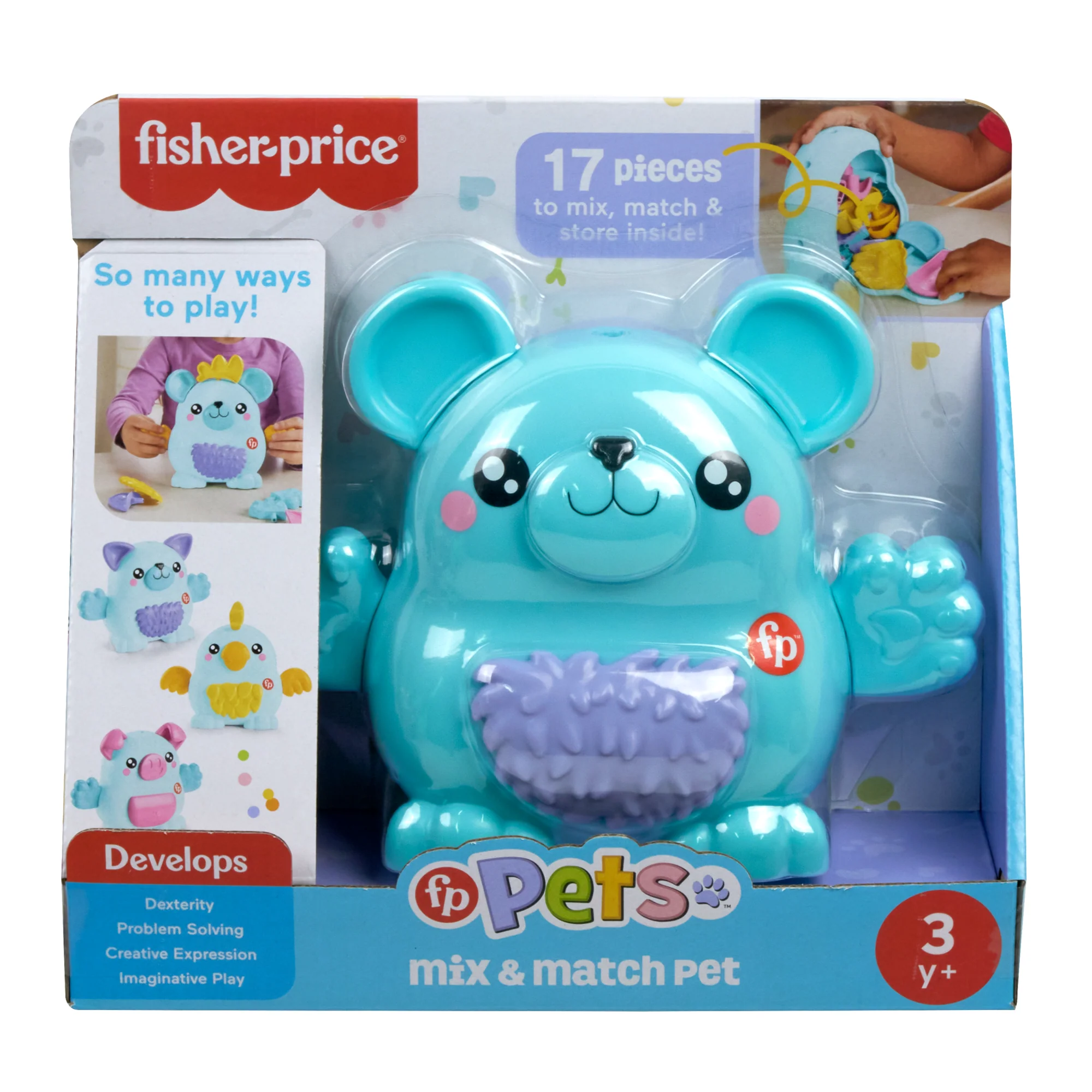 Fisher-Price FP Pets Mix & Match Pet Building Toy For Preschool Pretend Play, 18 Pieces