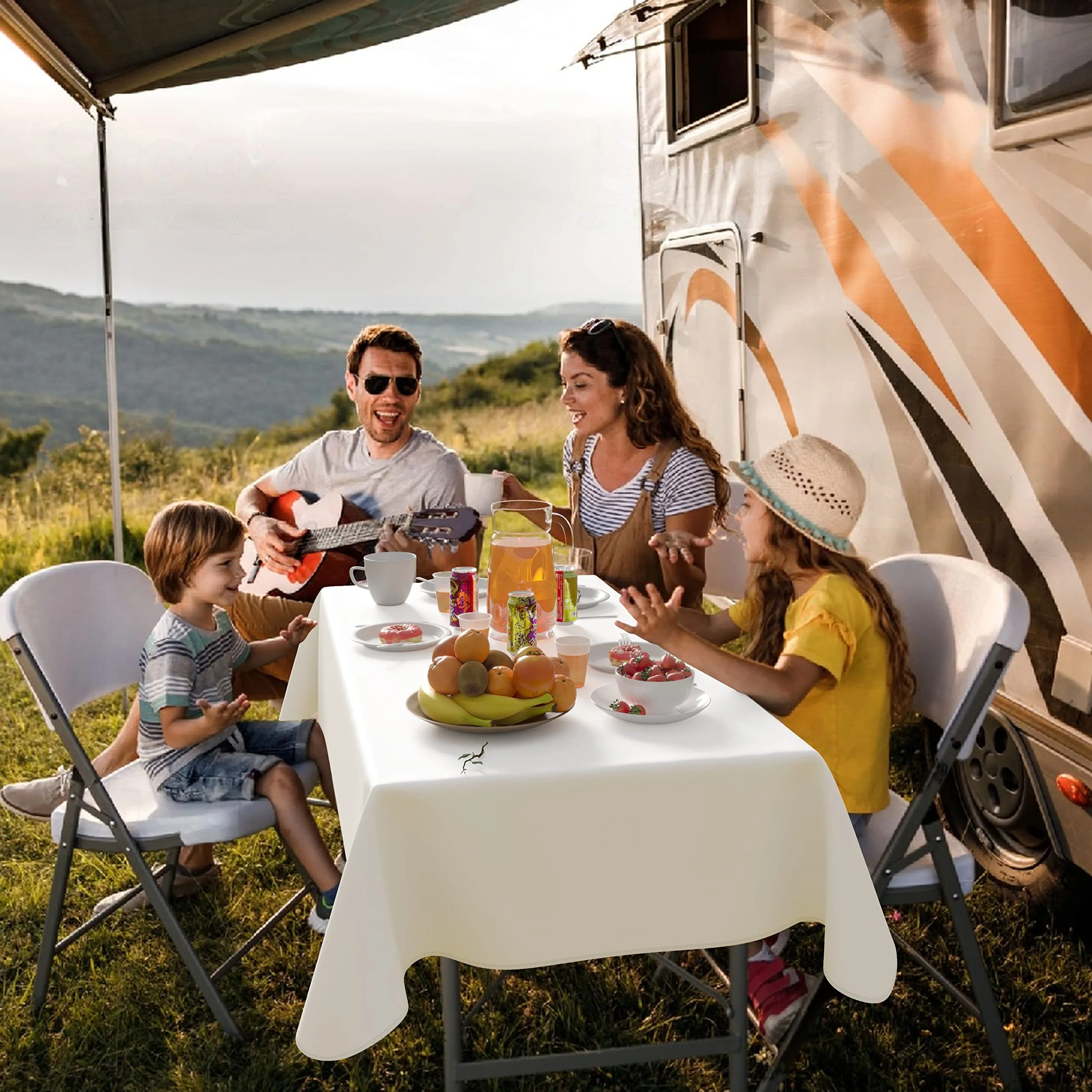 White Flannel Backed Table Cover 54 In. x 70 In.