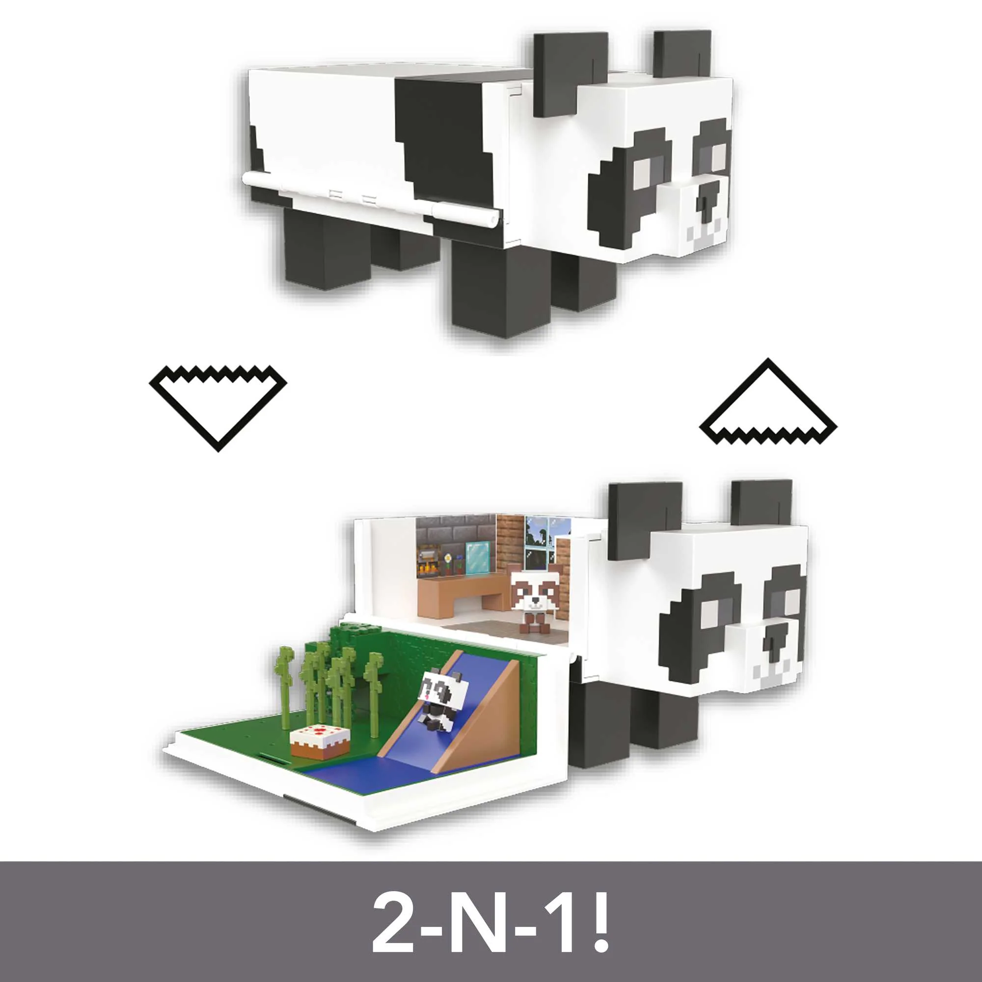 Minecraft Toys Panda Playhouse Playset Mob Head Minis, Kids Gifts