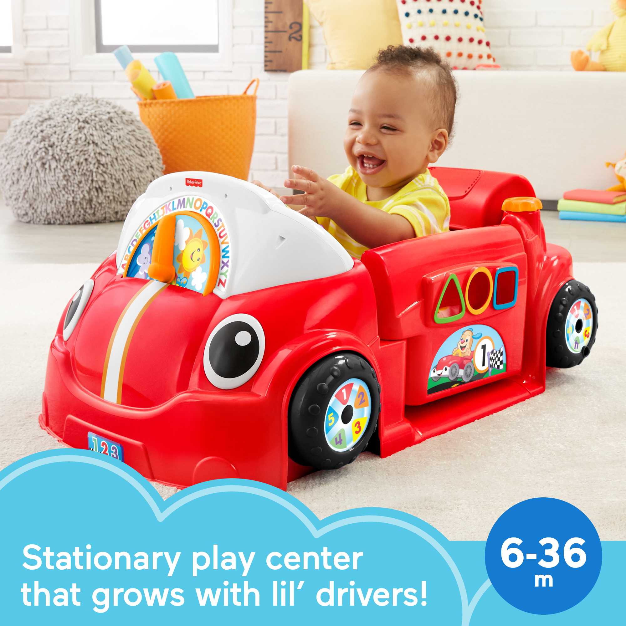 Fisher-Price Laugh & Learn Crawl Around Car, Red Activity Center Learning Toy For Baby & Toddler