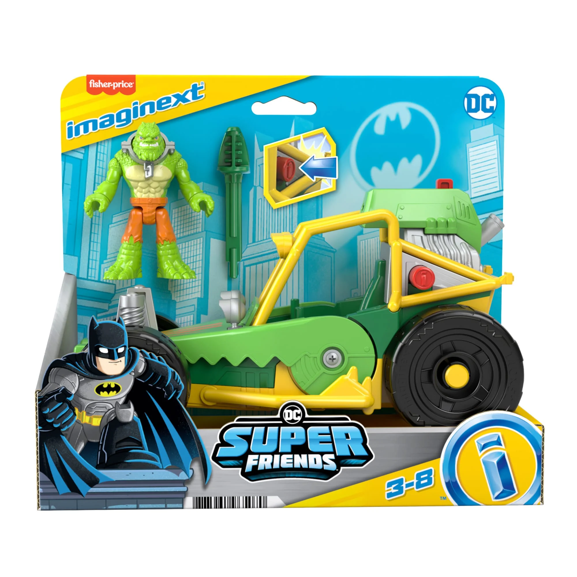 Imaginext DC Super Friends Killer Croc Figure & Toy Car Buggy, 3 Pieces, Preschool Toys