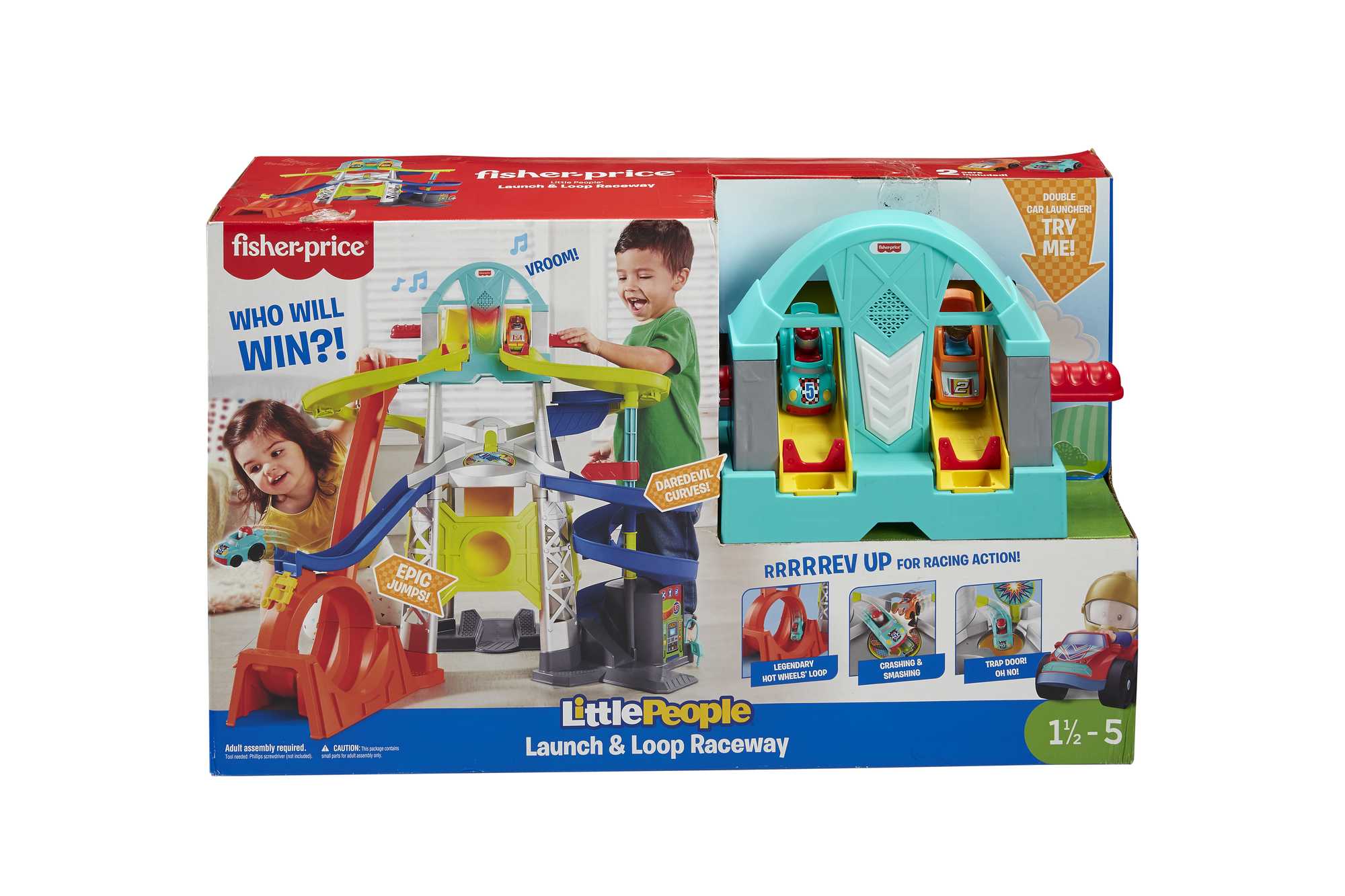 Fisher-Price Little People Launch & Loop Raceway Toddler Toy Car Playset With Lights & Sounds