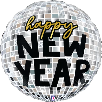Betallic New Year Disco Ball 28 inch Foil Balloon Packaged1ct