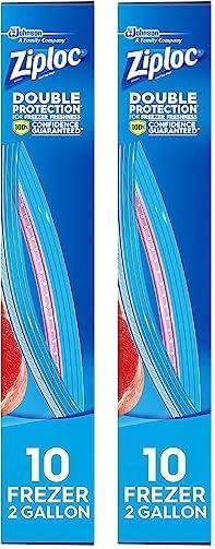 Ziploc 2 Gallon Food Storage Freezer Bags, Grip 'n Seal Technology for Easier Grip, Open, and Close, 30 Bags Total