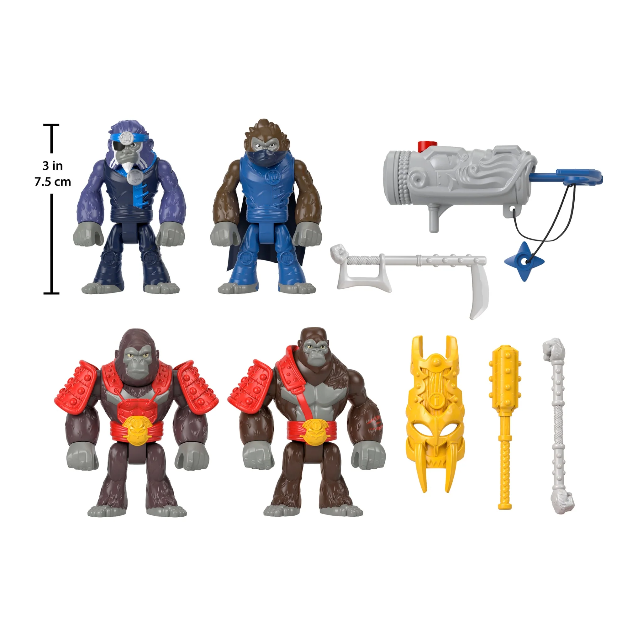 Imaginext Boss Level Gorilla vs Monkey Army Action Figure Set With Accessories, 9-Pack