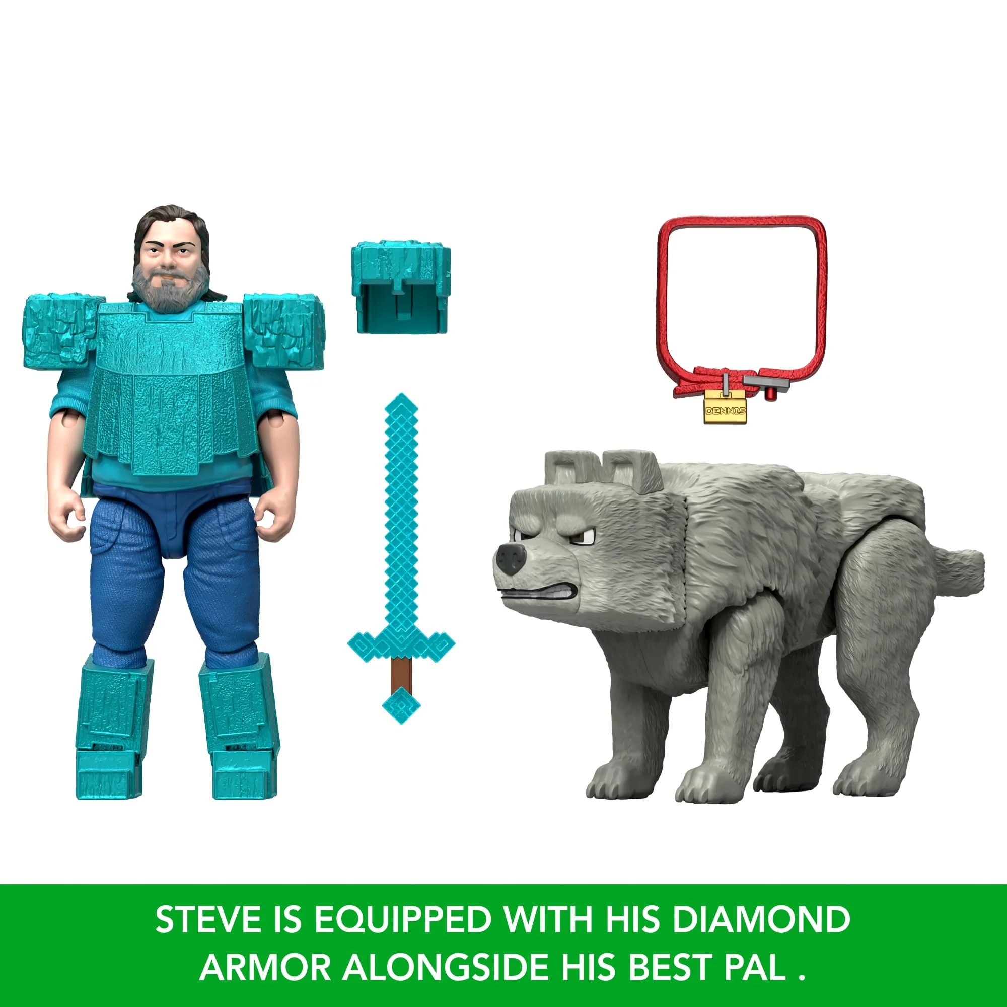 Minecraft Man's Best Wolf Pack With 2 Action Figures & 2 Accessories, Set Inspired By The Movie