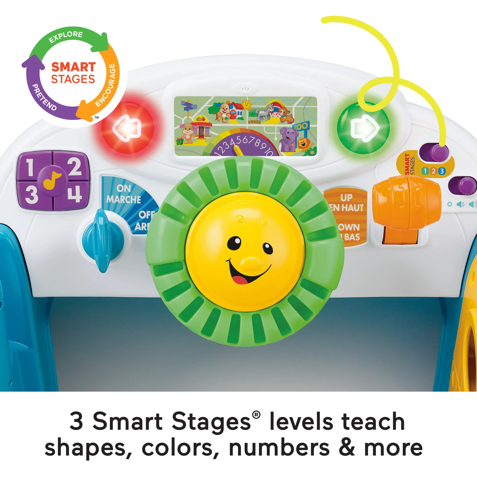 Fisher-Price Laugh & Learn Crawl Around Car, Electronic Learning Toy Activity Center For Baby, Blue