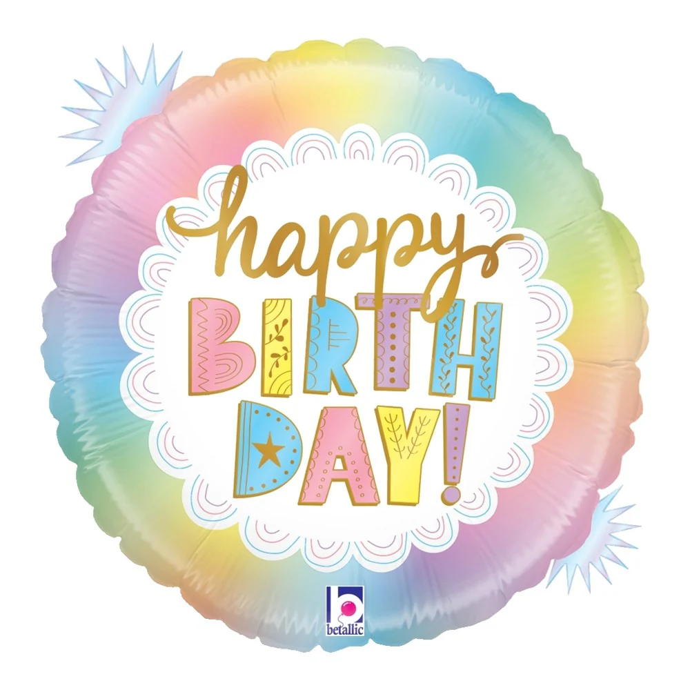 Betallic Opal Birthday 18 inch Opal Holographic Balloon 1ct