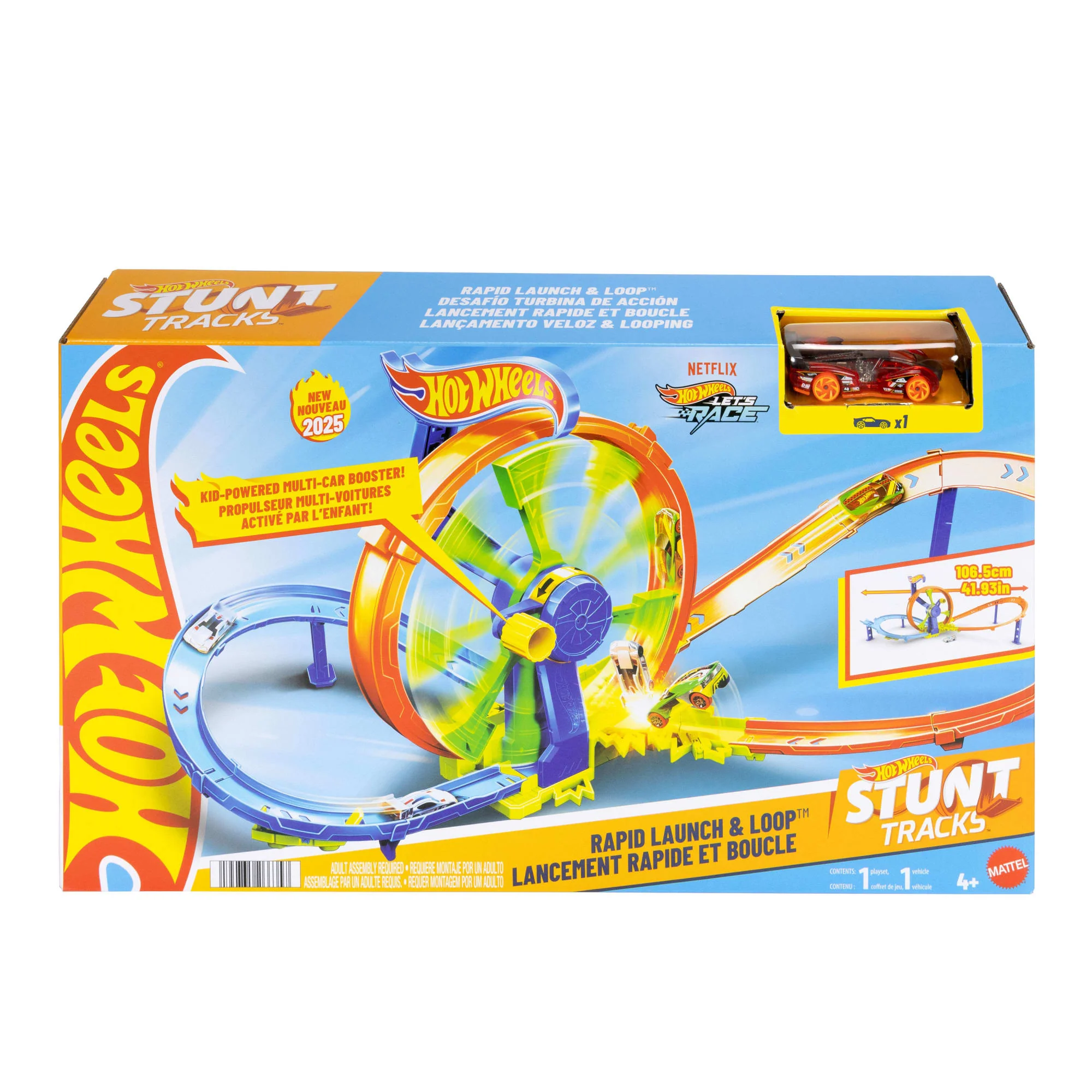 Hot Wheels Rapid Launch & Loop Playset With 1:64 Scale Die-Cast Toy Car, Crash & Track Set