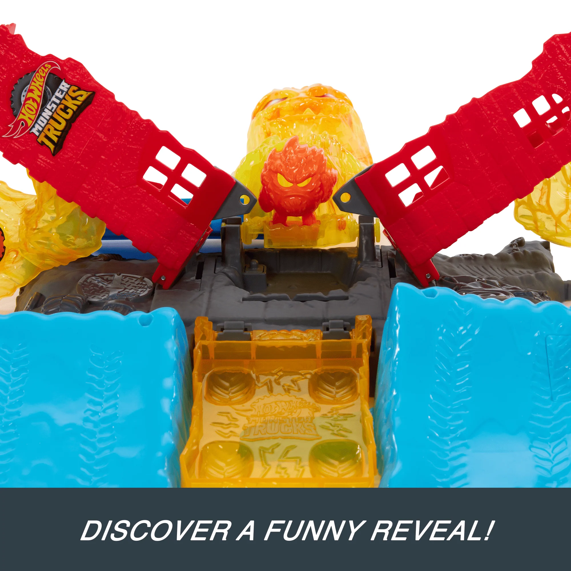 Hot Wheels Monster Trucks Power Smashers 5-Alarm Torch Tower Takedown Playset With 1:64 Scale Toy Truck & 2 Crushed Cars