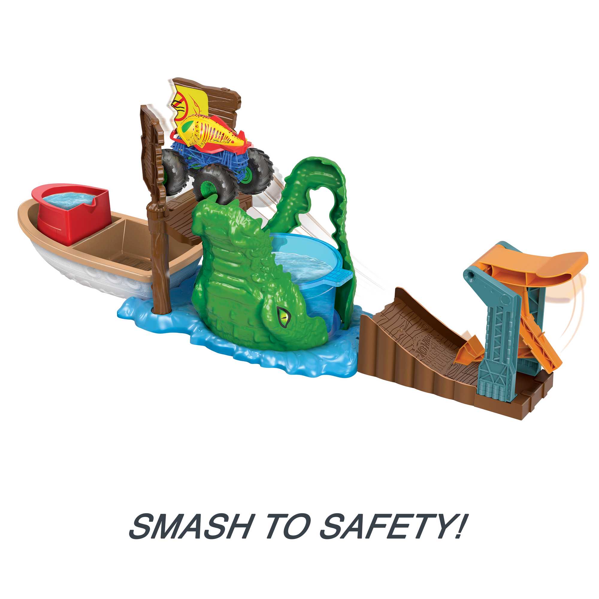 Hot Wheels Monster Trucks Swamp Chomp Playset, With 1 Toy Monster Truck