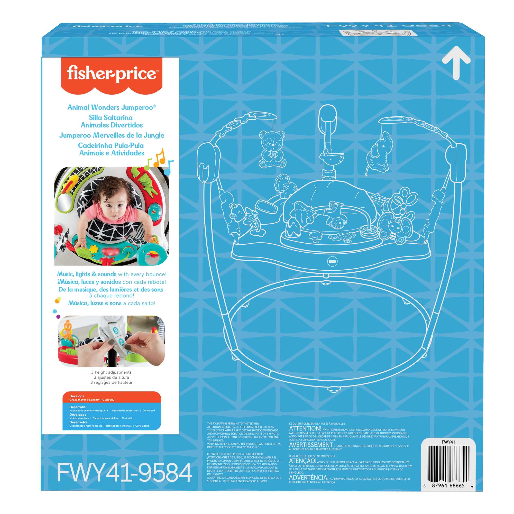 Fisher-Price Baby Bouncer Animal Wonders Jumperoo Activity Center With Music And Lights