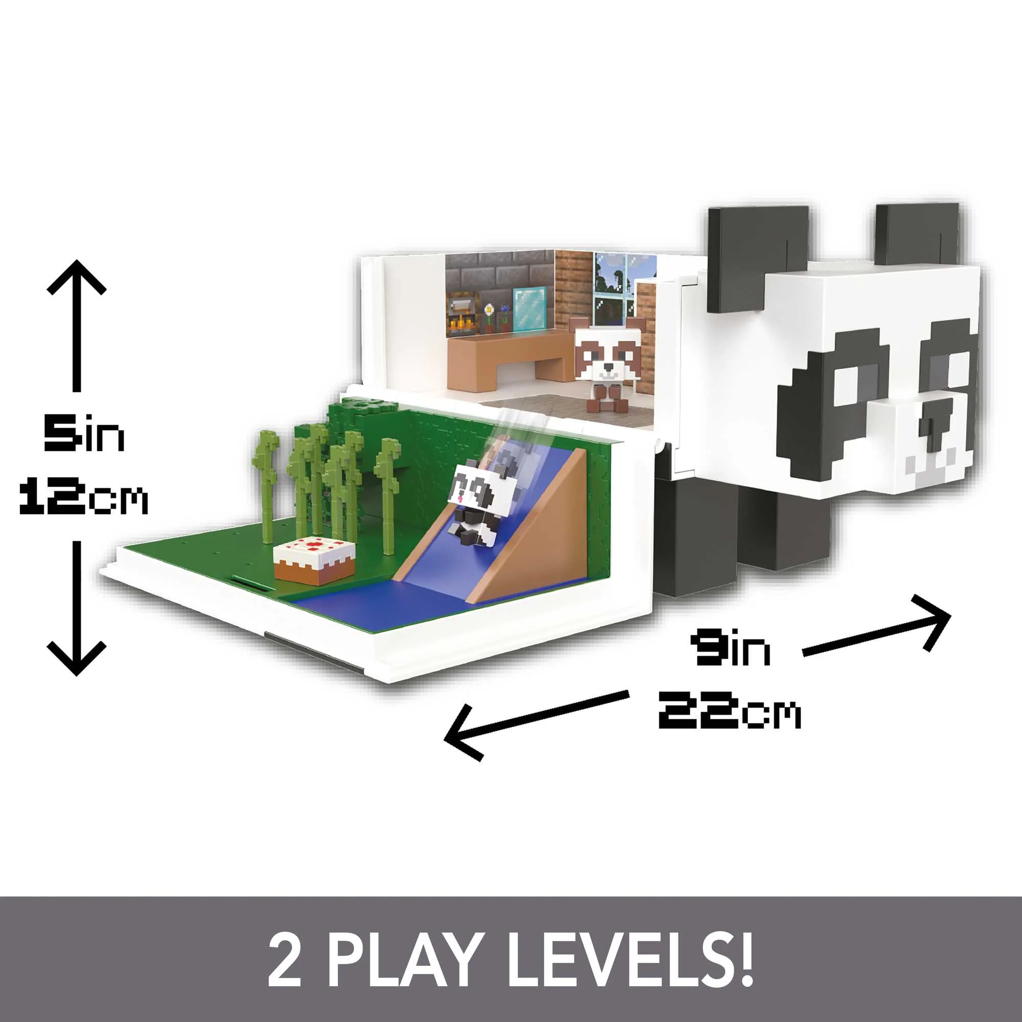Minecraft Toys Panda Playhouse Playset Mob Head Minis, Kids Gifts