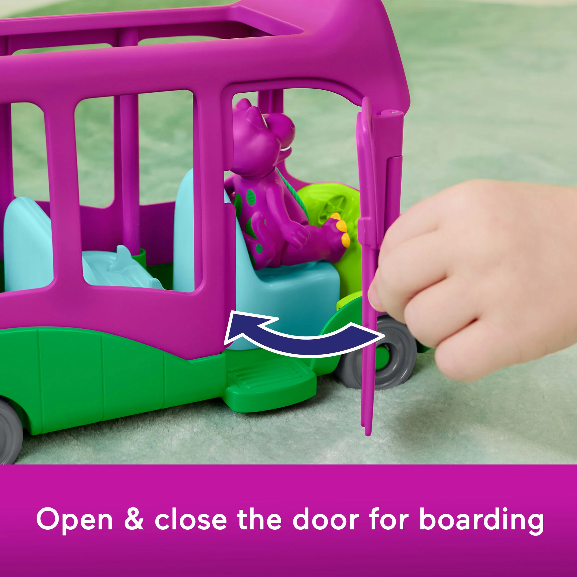 Fisher-Price Barney's World Adventure Bus Push-Along Toy & Barney Figure For Kids, 2 Pieces