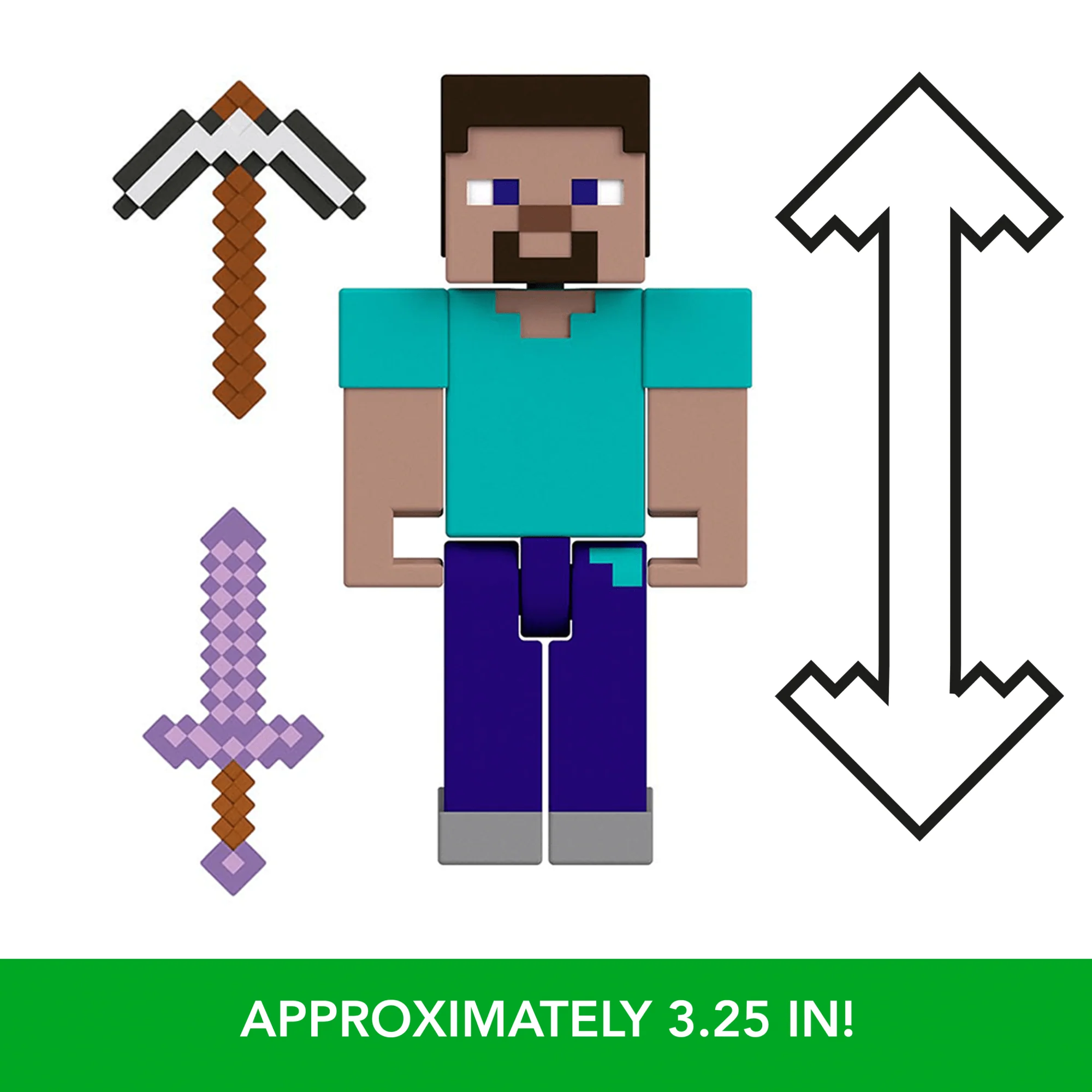 Minecraft Action Figures & Accessories Collection, 3.25-in Scale & Pixelated Design (Characters May Vary)