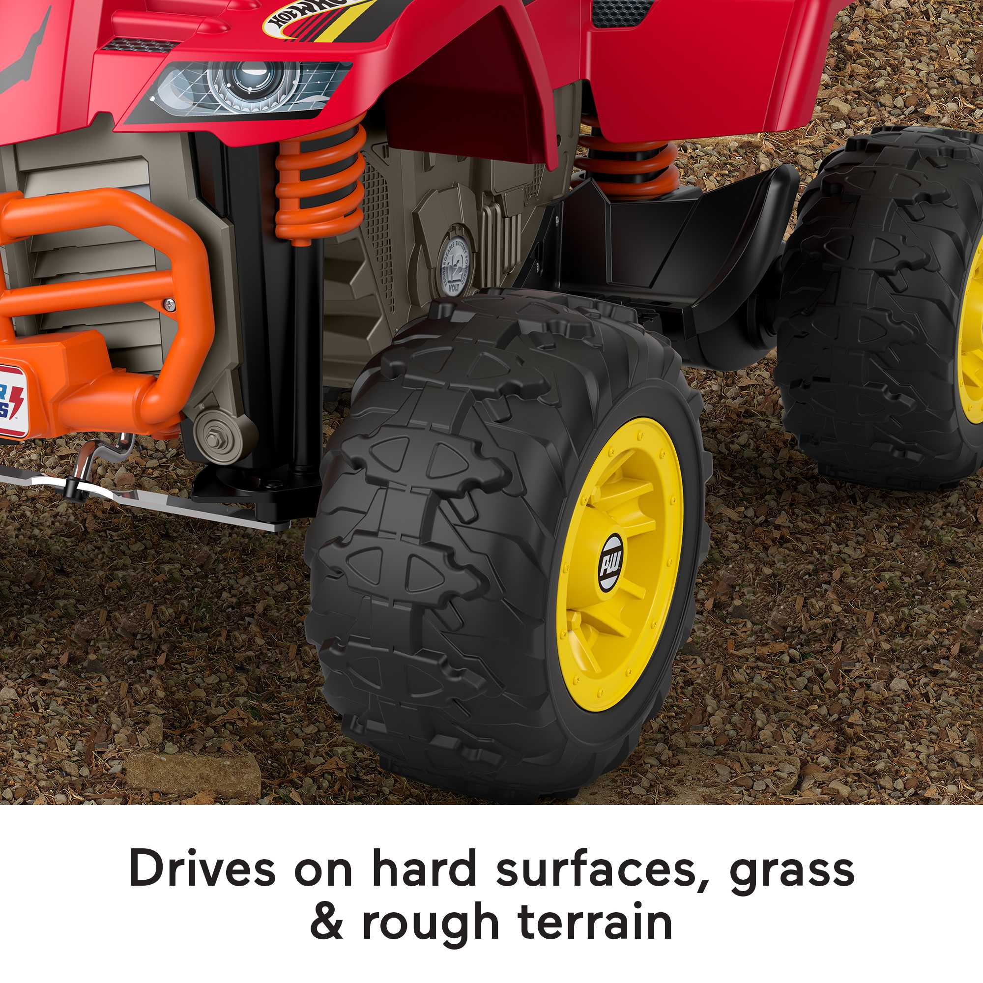 Power Wheels Hot Wheels Ride-On Racing ATV With Multi-Terrain Traction For Off Road, Child 3Y+