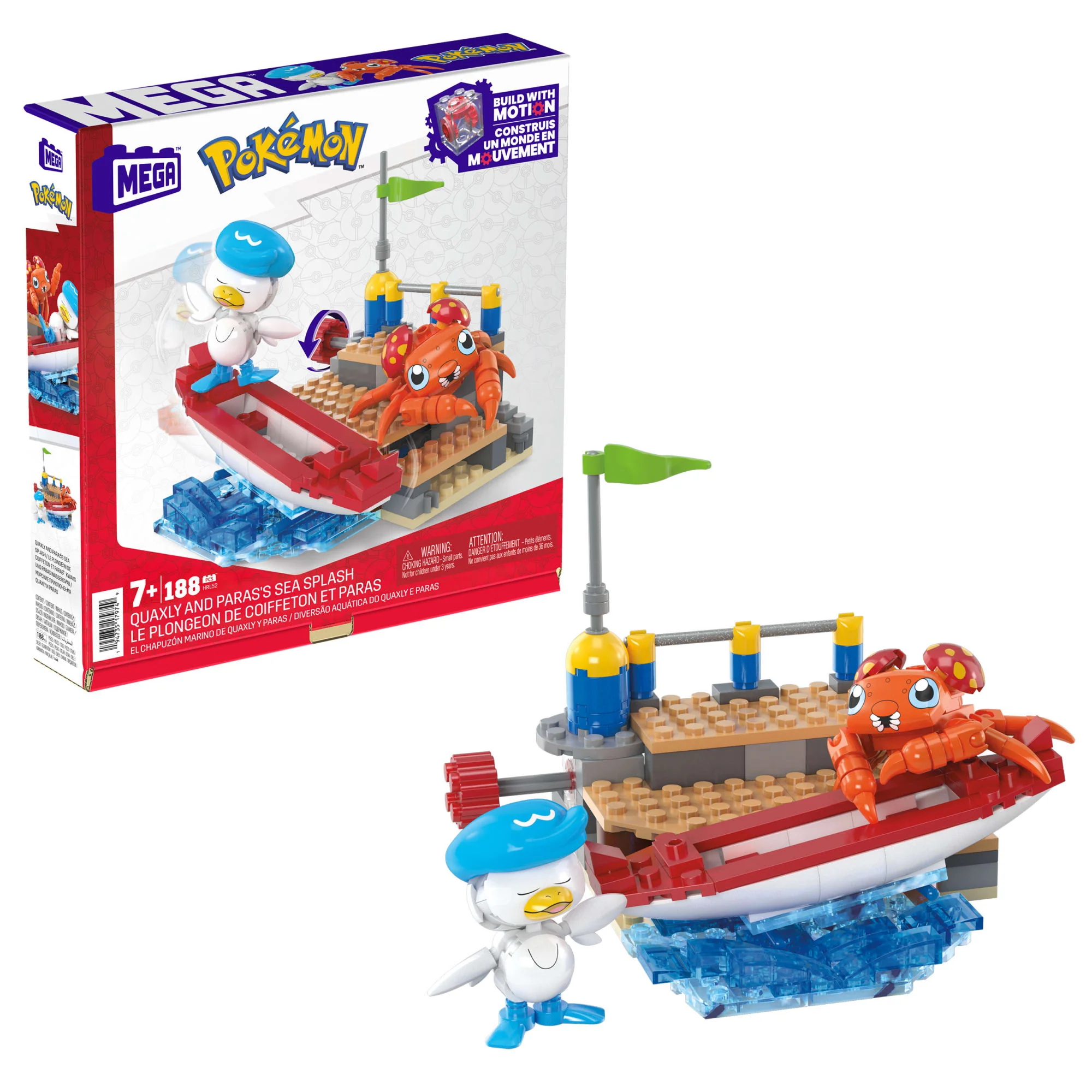 MEGA Pok��mon Quaxly And Paras Building Toy Kit With 2 Action Figures (188 Pieces) For Kids