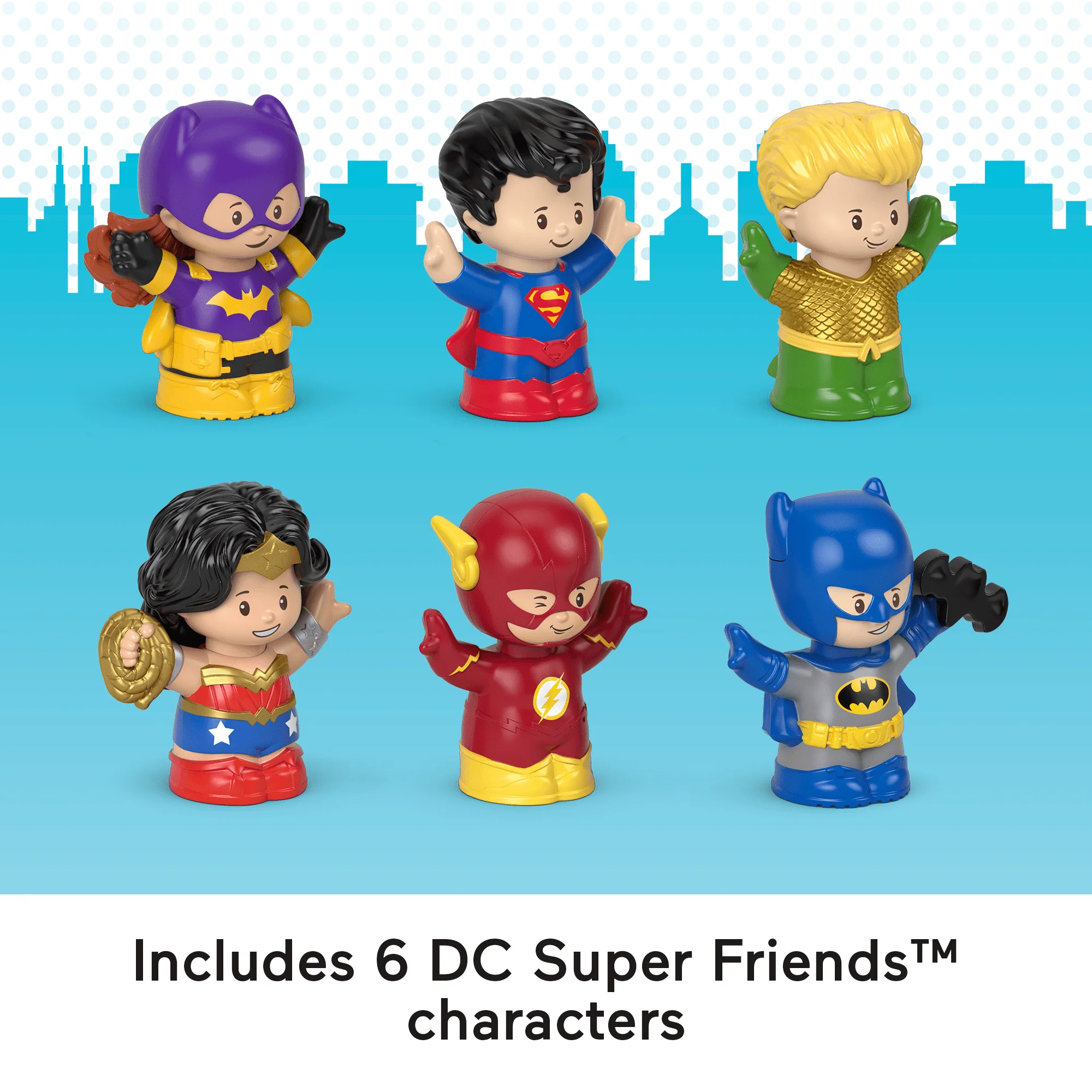Fisher-Price Little People DC Super Friends Crime-Fighting Figure Pack, 6 Toddler Toys