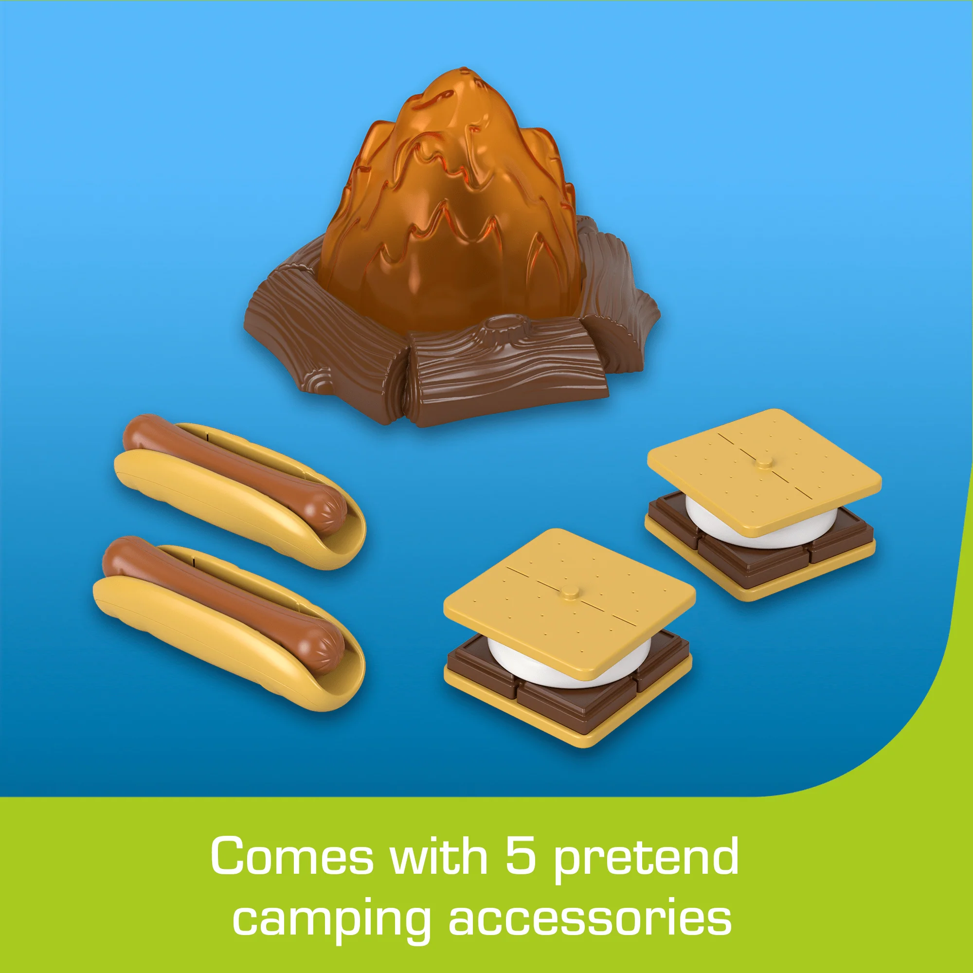 Power Wheels Camping Jeep Wrangler Ride-On Toy With Pretend Food & Lights, Preschool Toy