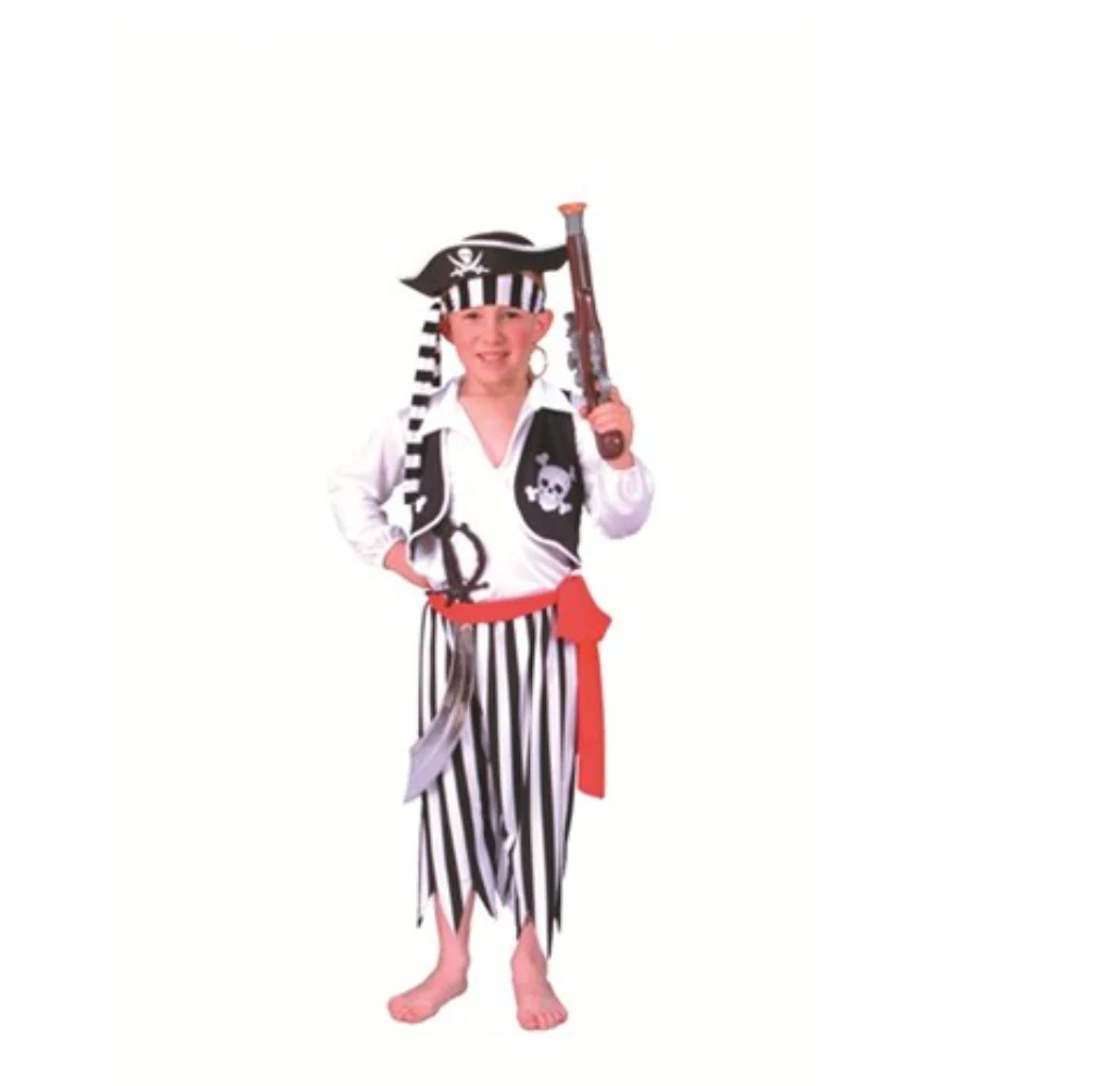 5 Piece Pirate Boy Costume (Red and Black)