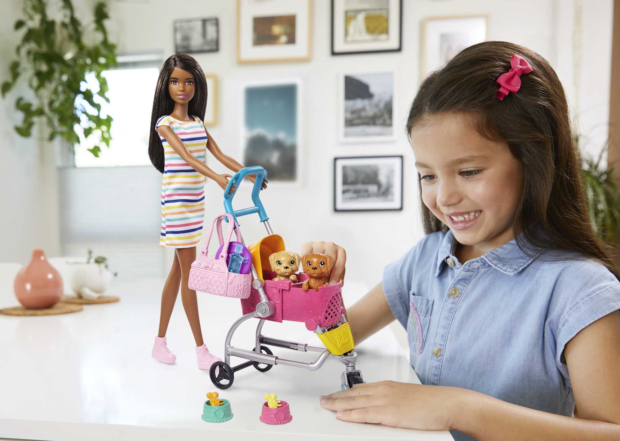 Barbie Stroll ��n Play Pups Playset With Barbie Doll, 2 Puppies And Pet Stroller