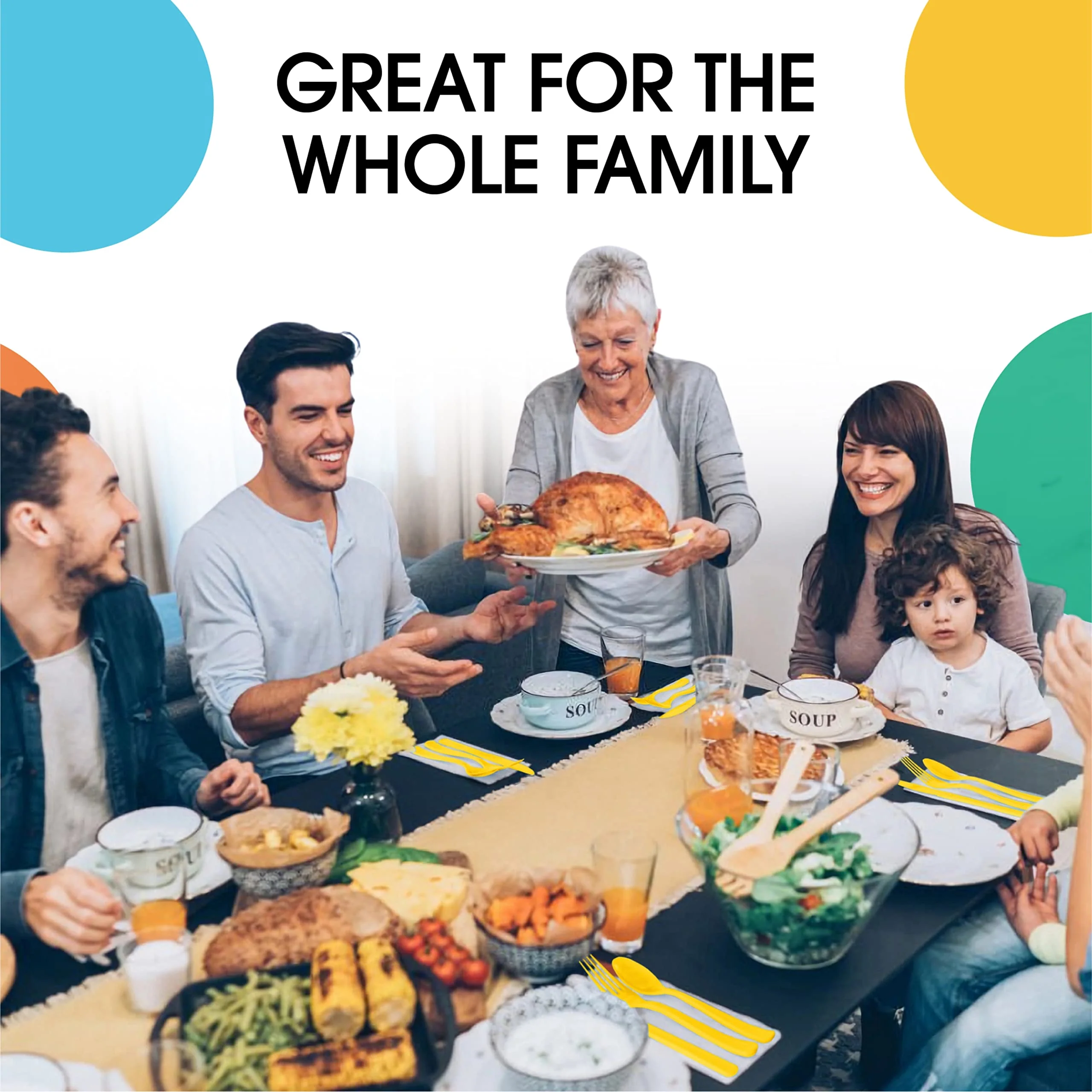 Yellow Cutlery Combo Set | 50 Forks 50 Spoons And 50 Knives