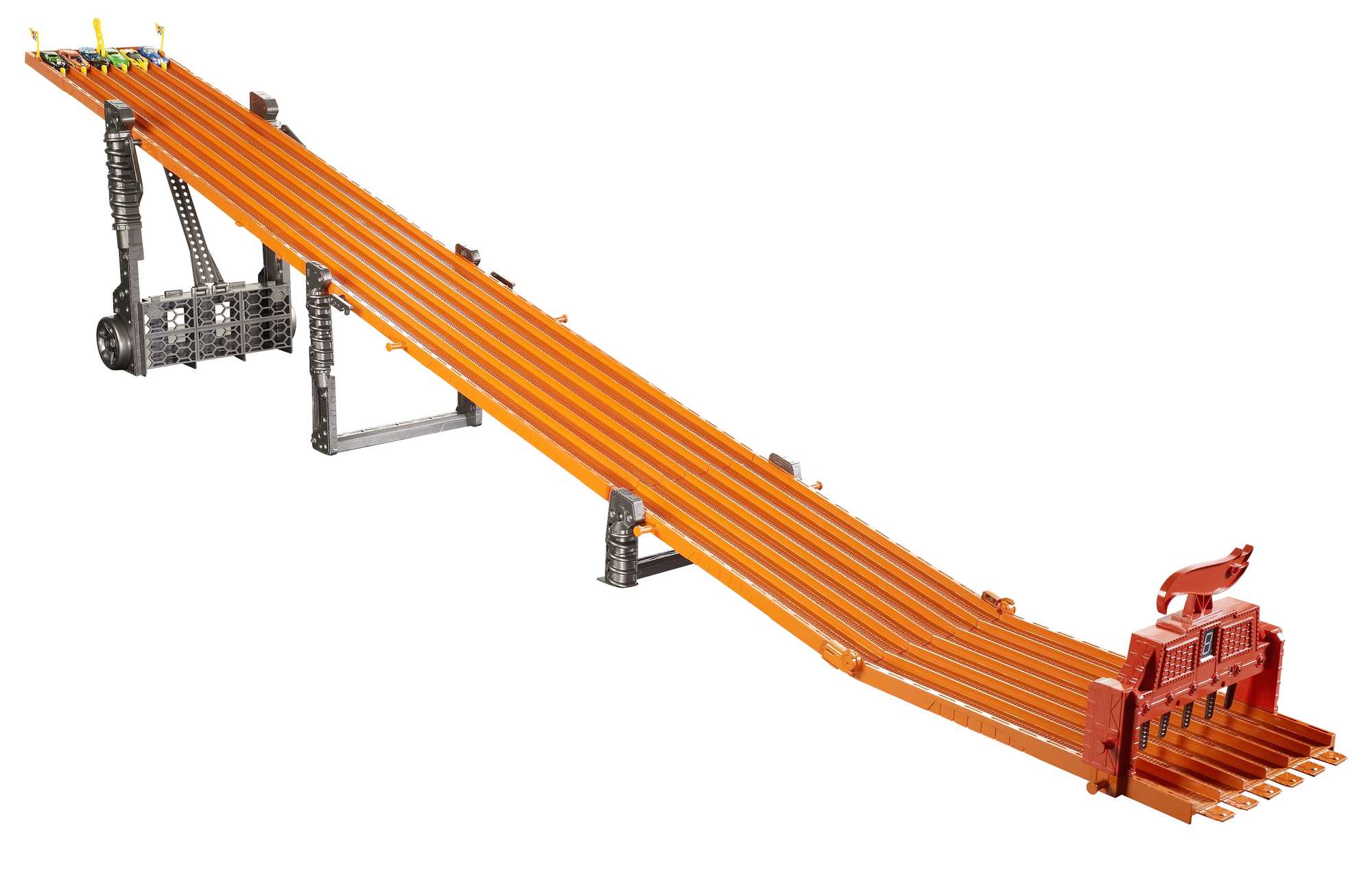 Hot Wheels Super 6-Lane Raceway, 8-Ft Track With 6 Toy Cars in 1:64 Scale