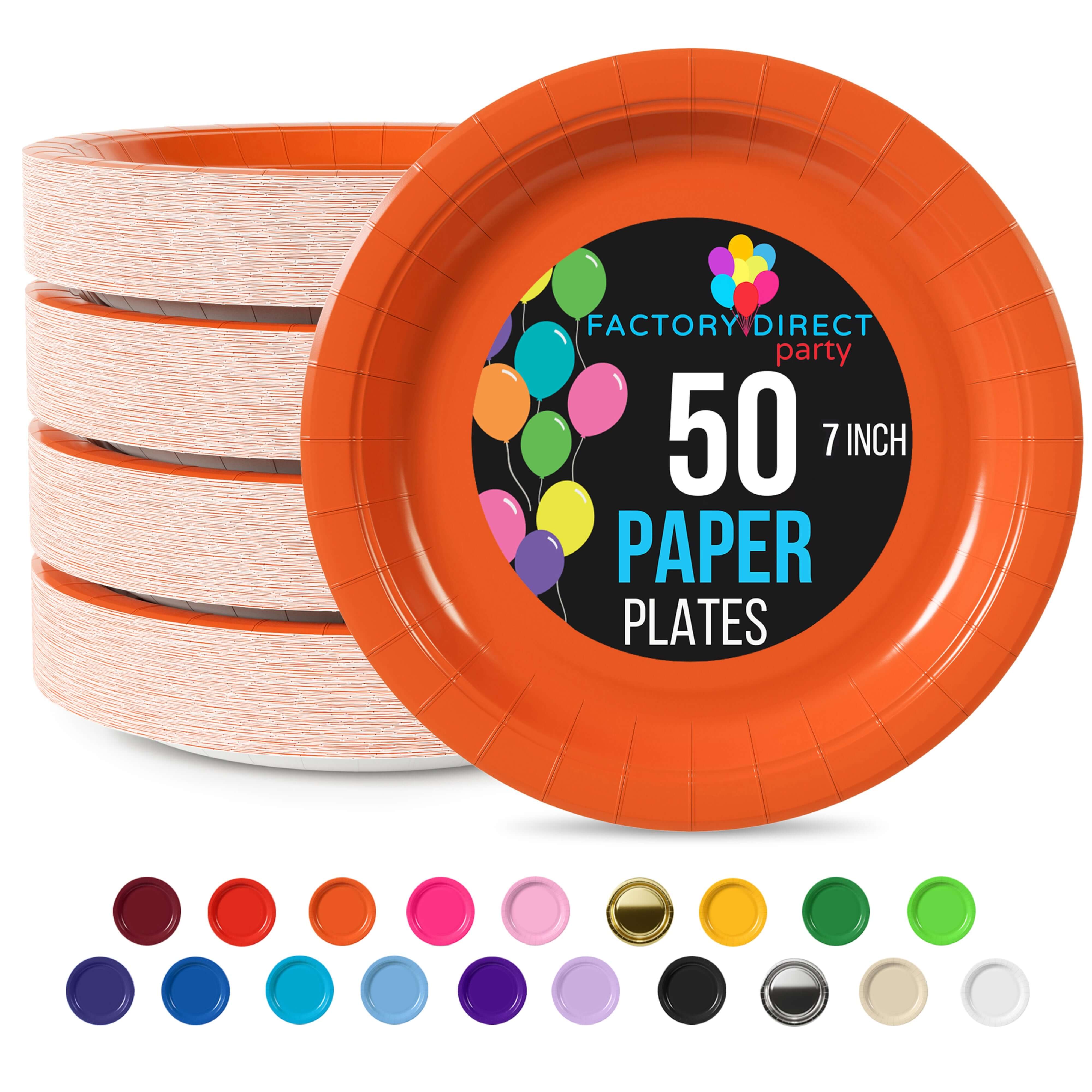 7 In. Orange Paper Plates - 50 Ct.
