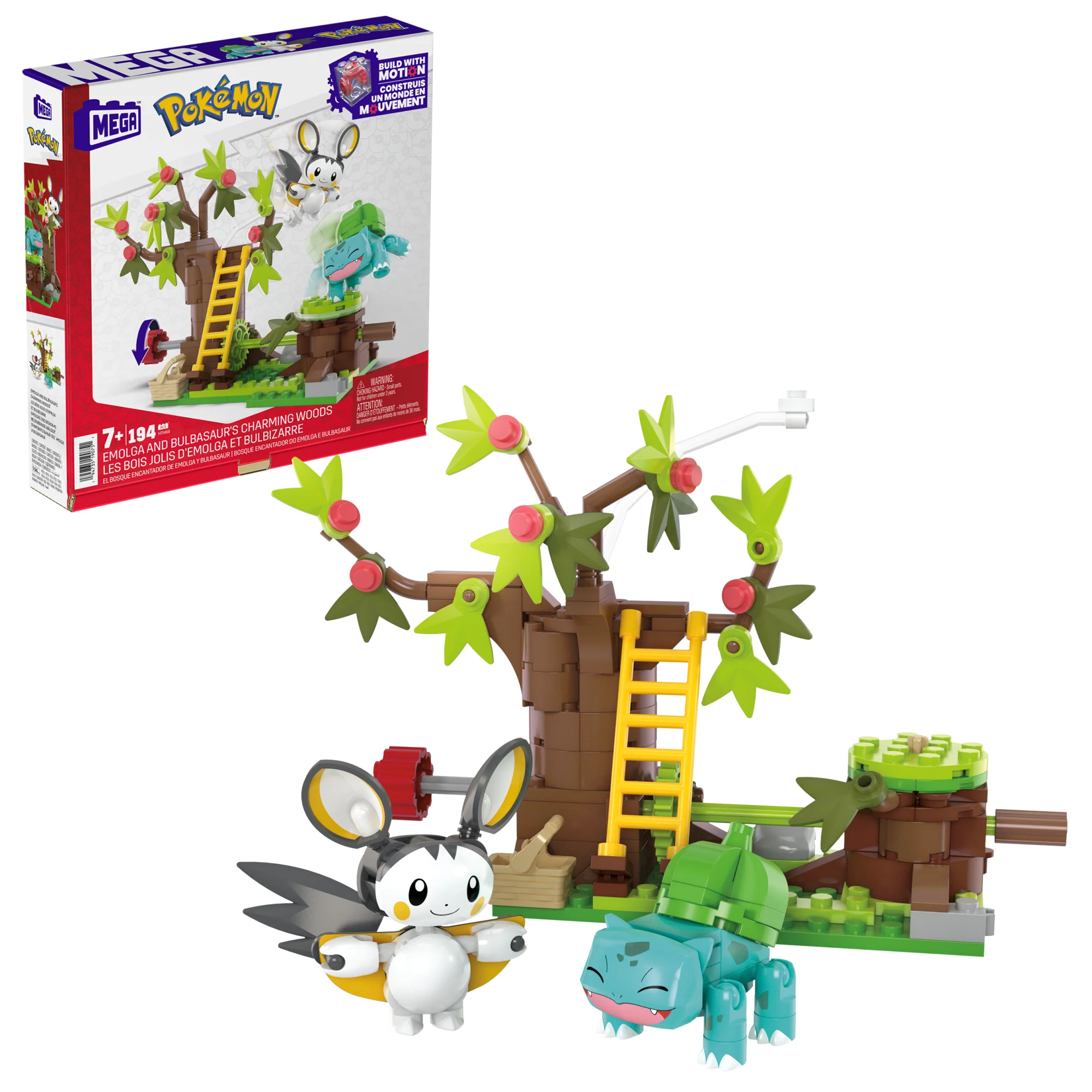 MEGA Pok��mon Emolga And Bulbasaur's Charming Woods Building Toy Kit (194 Pieces) For Kids