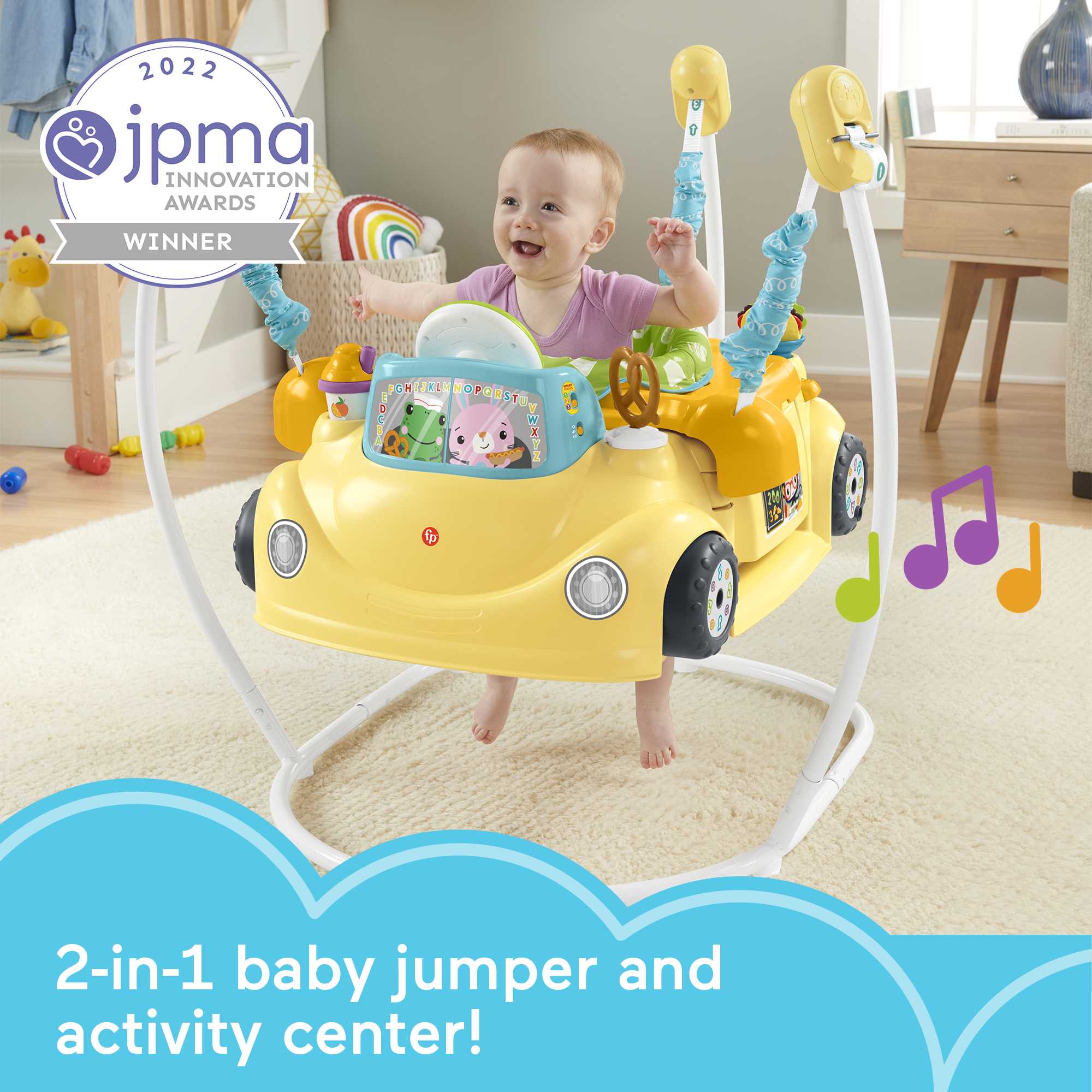 Fisher-Price 2-In-1 Servin�� Up Fun Jumperoo Baby Activity Center With Music Lights & Smart Stages