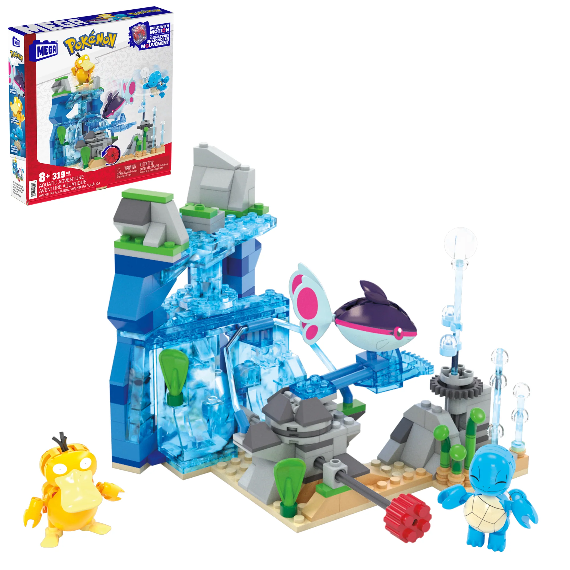 MEGA Pok��mon Aquatic Adventure Building Toy Kit, With 3 Action Figures (319 Pieces) For Kids