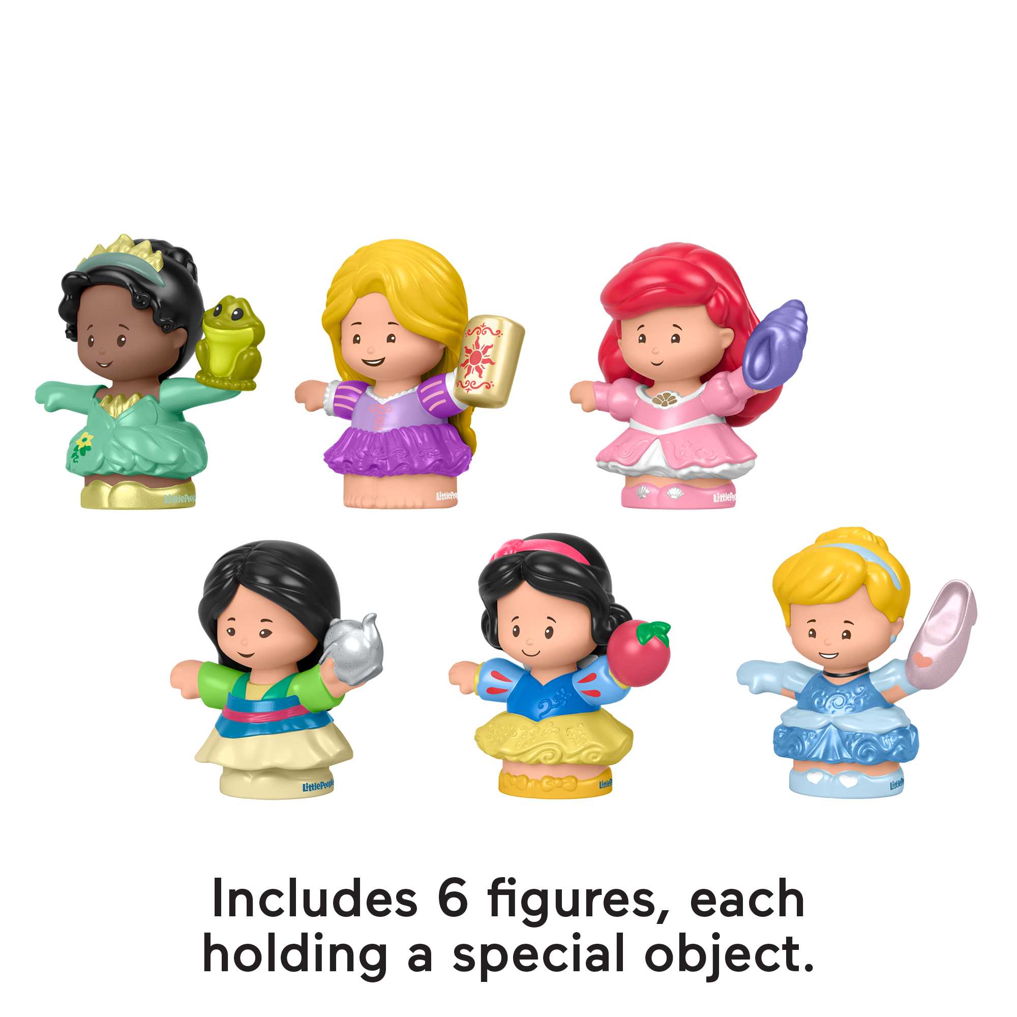 Disney Princess Gift Set Little People Character Figures For Toddlers, 6 Pieces